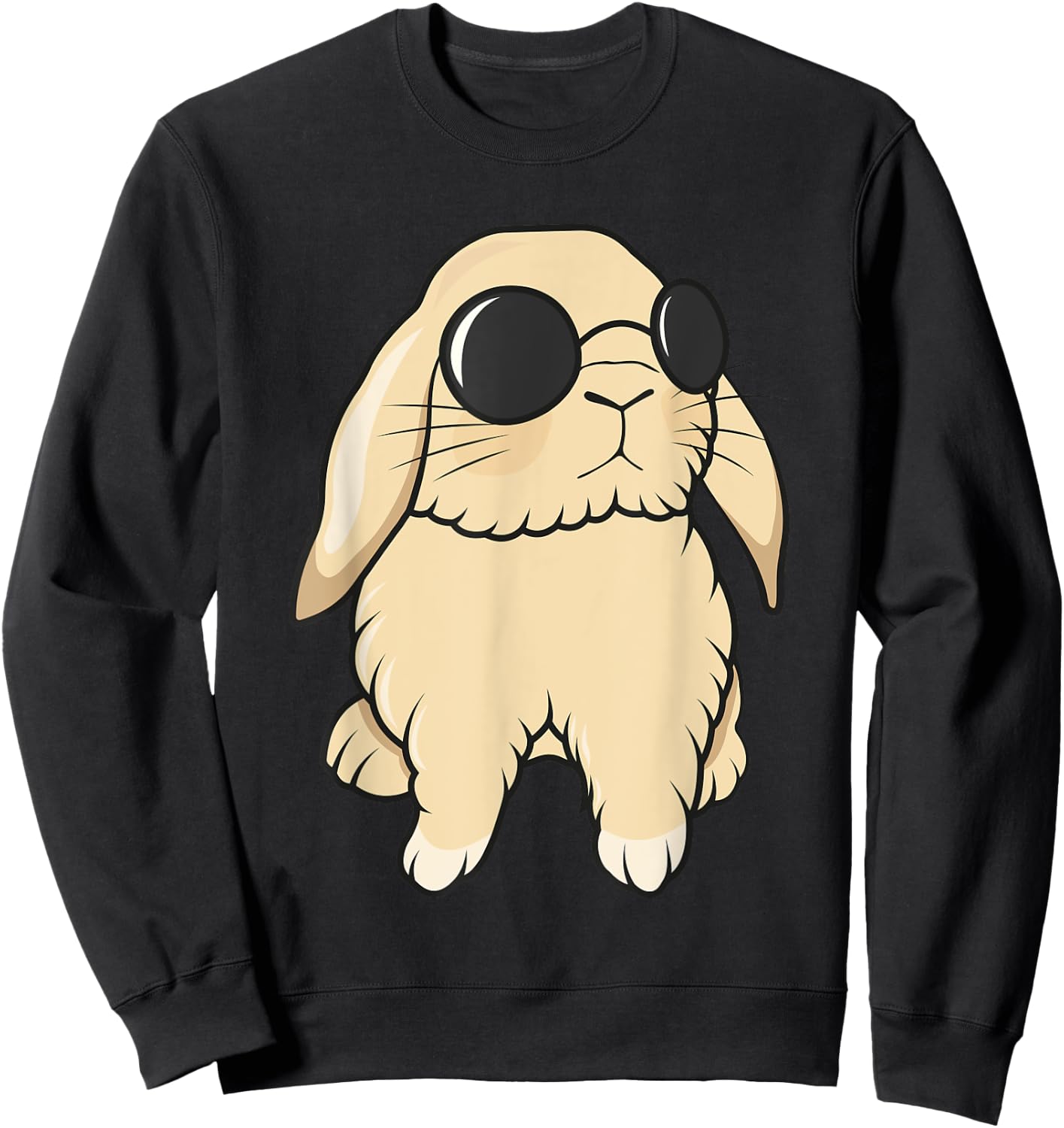 Cute Mini Holland Lop Bunny Rabbit Lover Sunglasses Easter Sweatshirt - Sweatshirt | Black