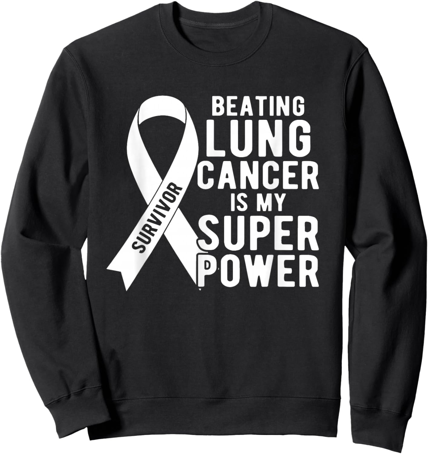 Beating Lung Cancer Awareness Survivor Gifts Men Women Kids Sweatshirt - Sweatshirt | Black