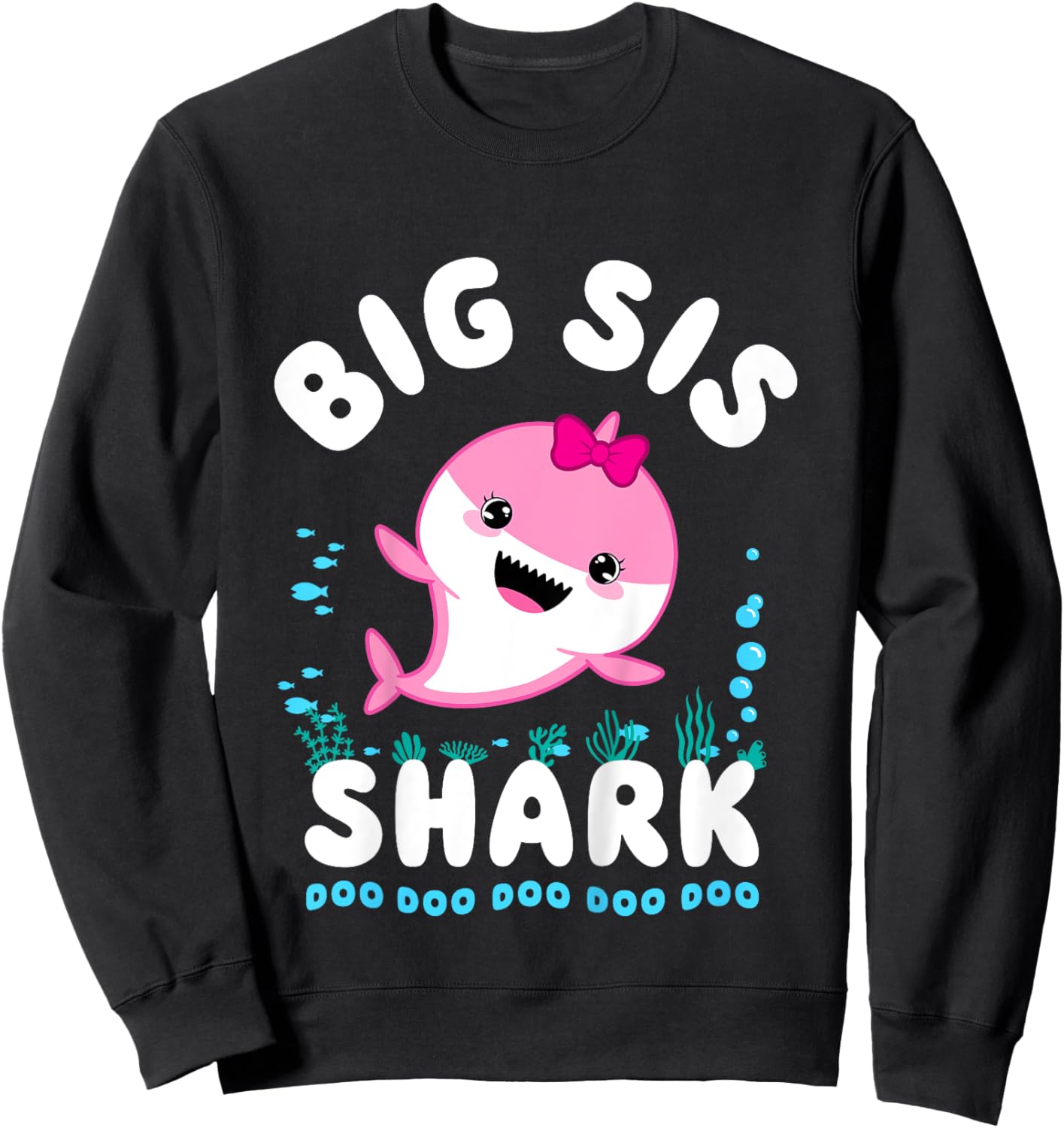 Big Sis Shark Big Sister Kawaii Sweatshirt - Sweatshirt | Black
