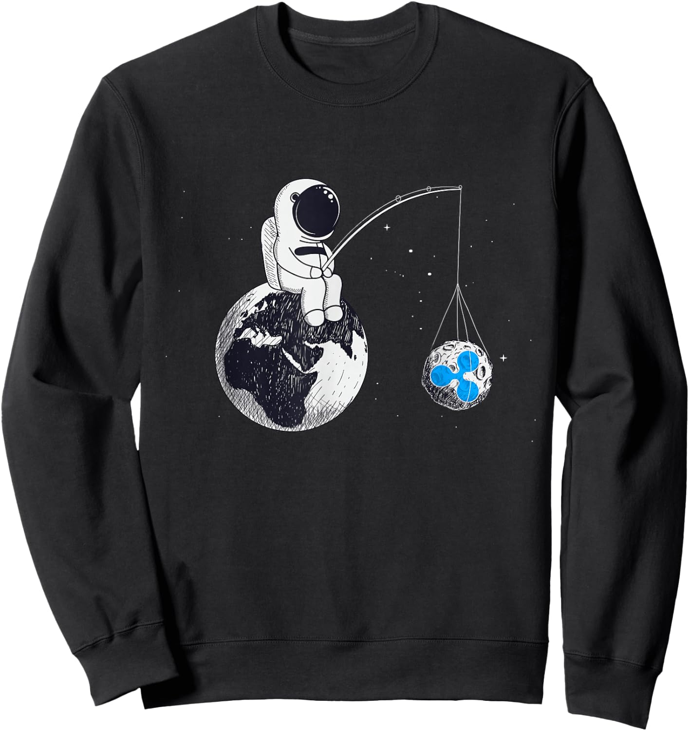 Cryptocurrency Talk - Ripple To The Moon XRP Space Man Merch Sweatshirt - Sweatshirt | Black