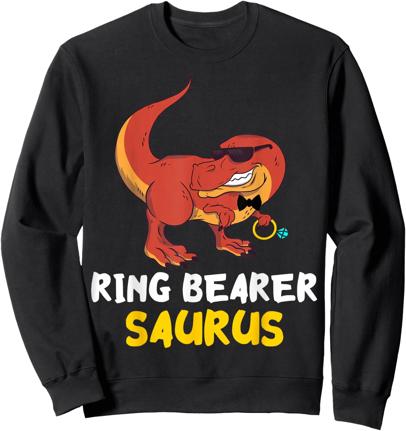 T-Rex Dino Ring Dinosaur Wedding Party Ring Bearer Security Sweatshirt - Sweatshirt | Black