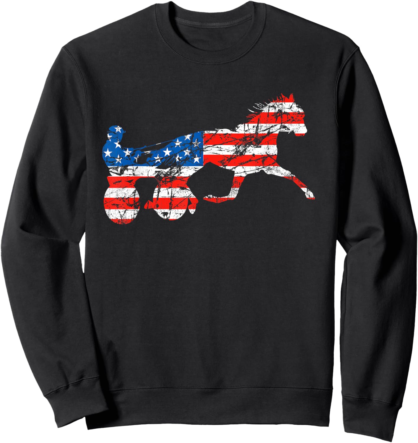 Vintage Harness Racer USA Flag Trotting Horse Harness Racer Sweatshirt - Sweatshirt | Black