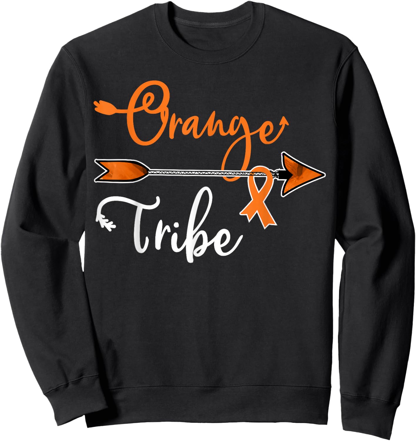 Kidney Leukemia Cancer Awareness Orange Ribbon Tribe Sweatshirt - Sweatshirt | Black