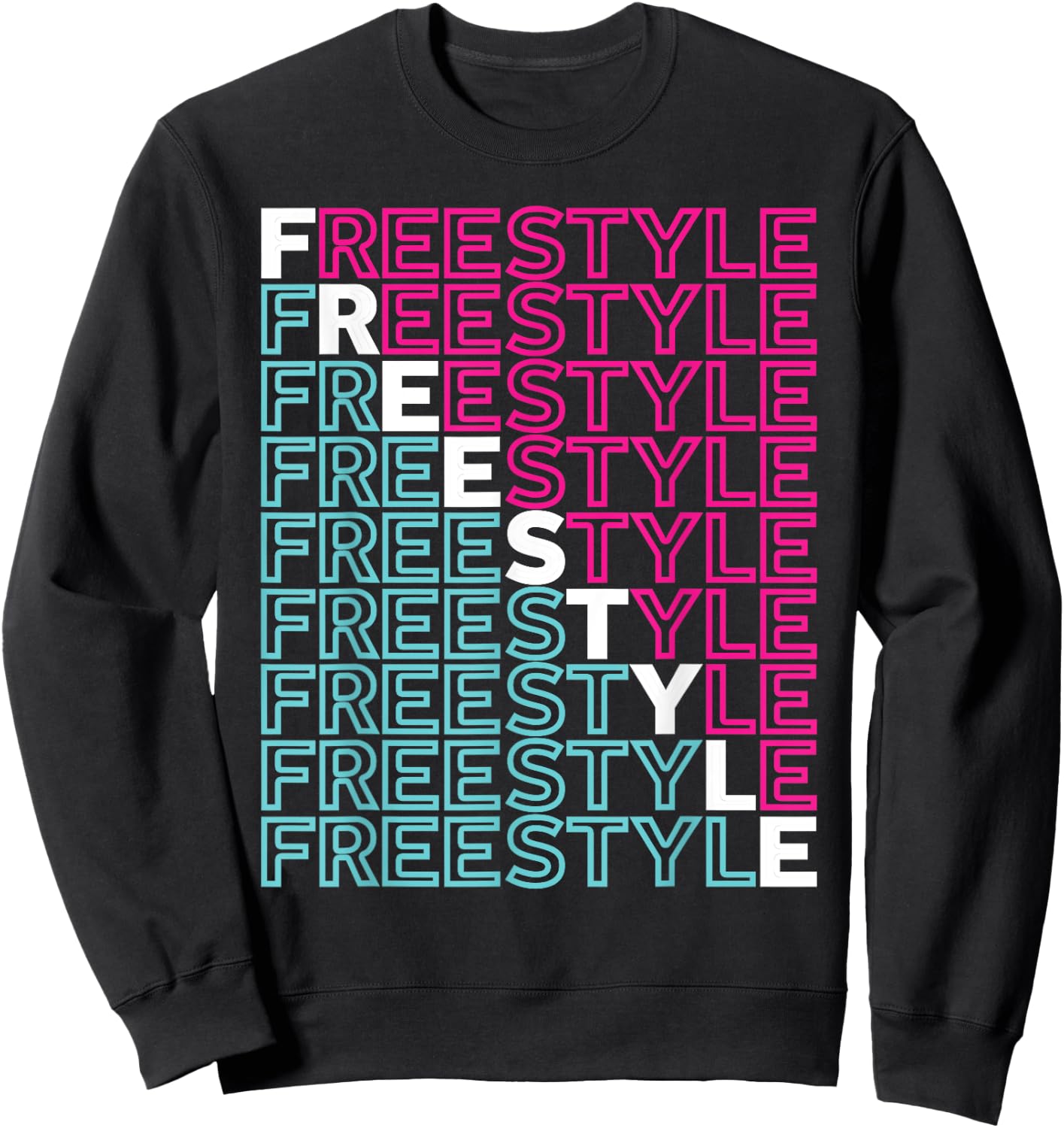 Freestyle Full Front 80s Electronic Dance Music Sweatshirt - Sweatshirt | Black