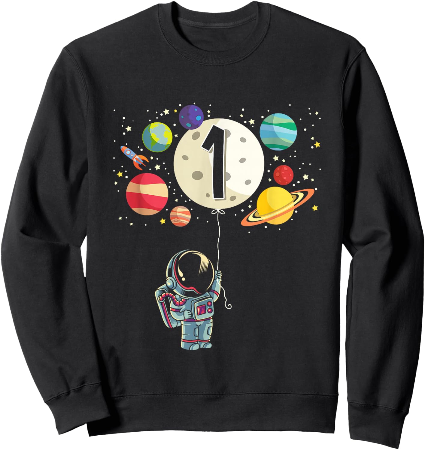 1 Years Old Birthday Boy Gifts Astronaut 1st Birthday Sweatshirt - Sweatshirt | Black
