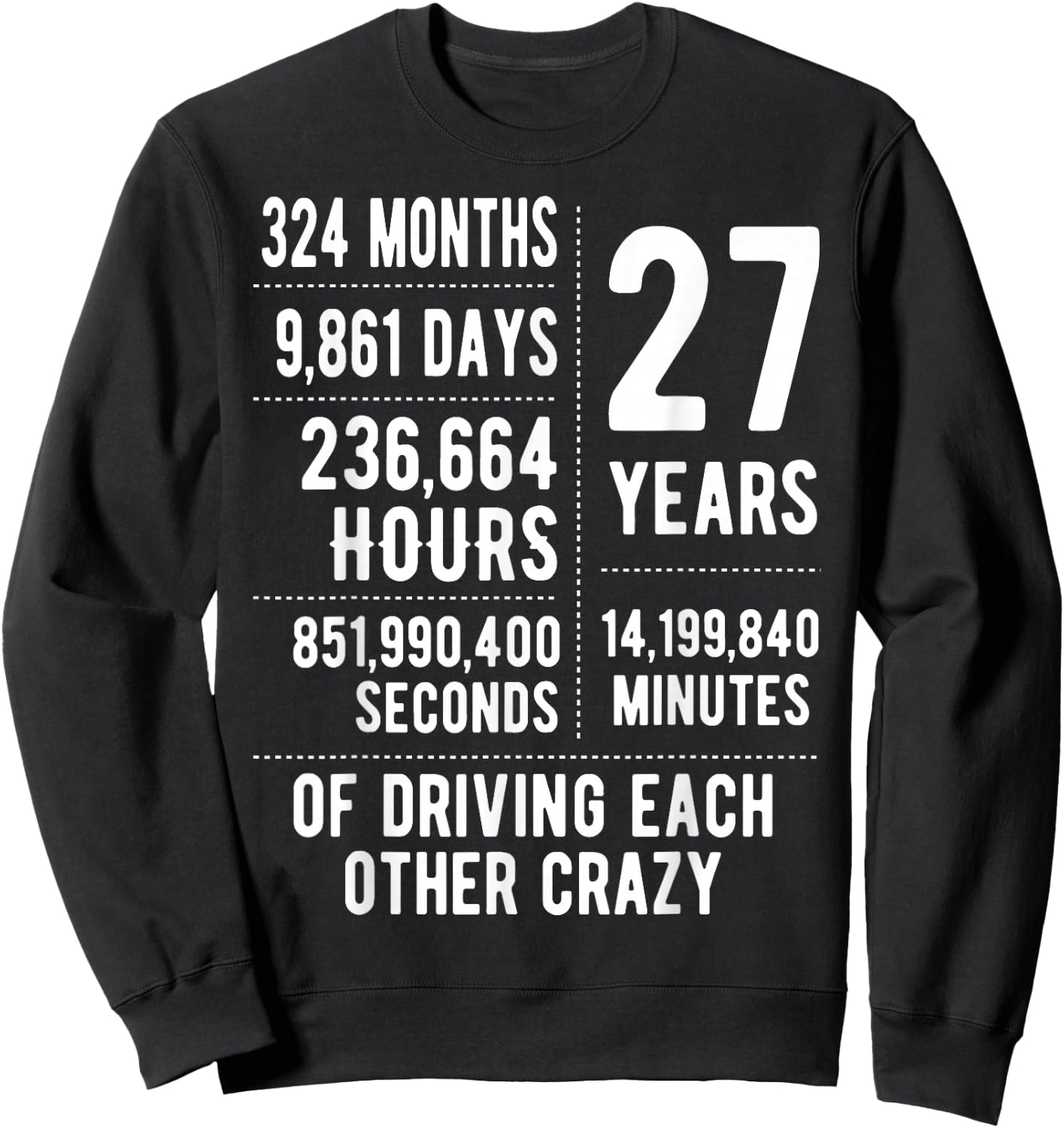 27 Years Married Funny 27th Wedding Anniversary Sweatshirt - Sweatshirt | Black
