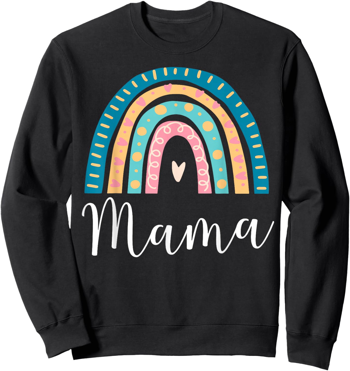 Mama Rainbow Gifts Mom Family Matching Birthday Sweatshirt - Sweatshirt | Black