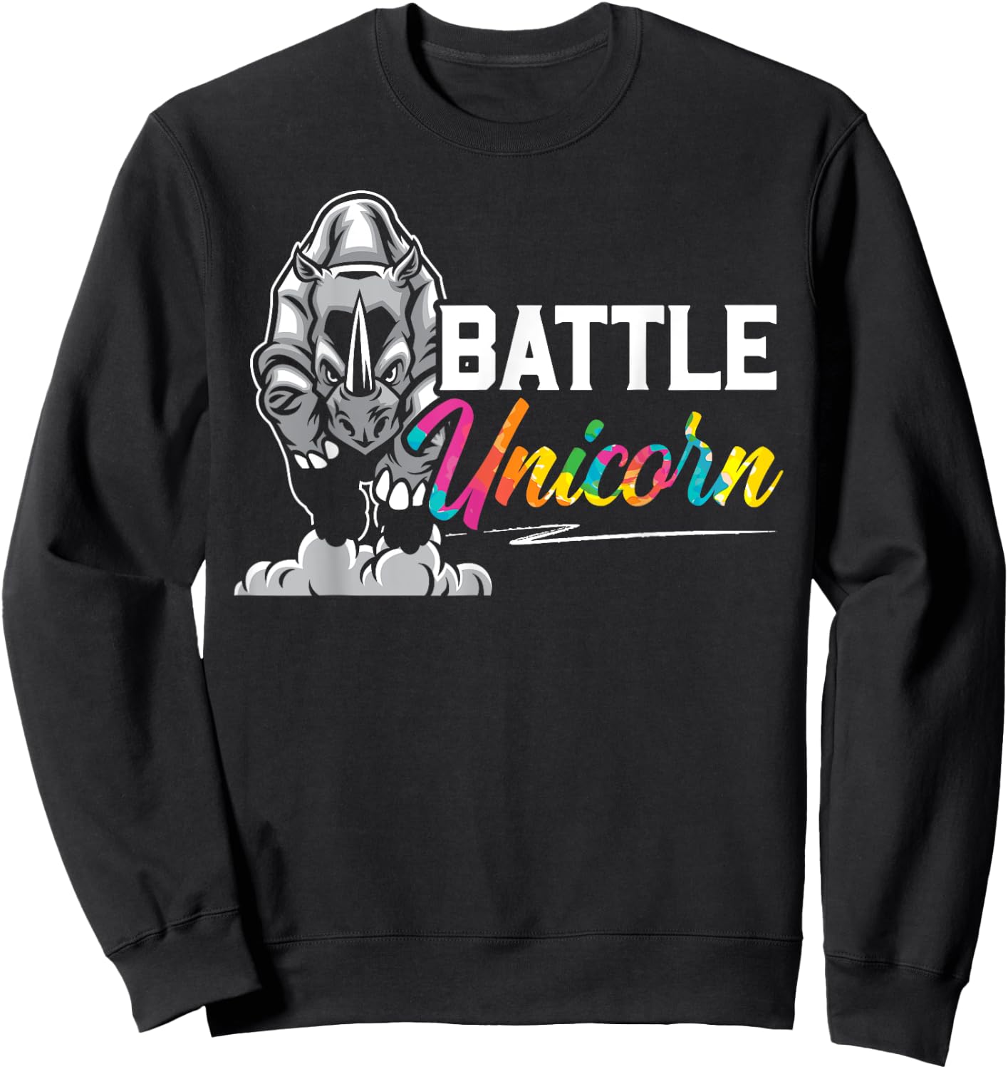 Battle Unicorn Rhinocerus Wildlife Animal Herbivore Rhino Sweatshirt - Sweatshirt | Black