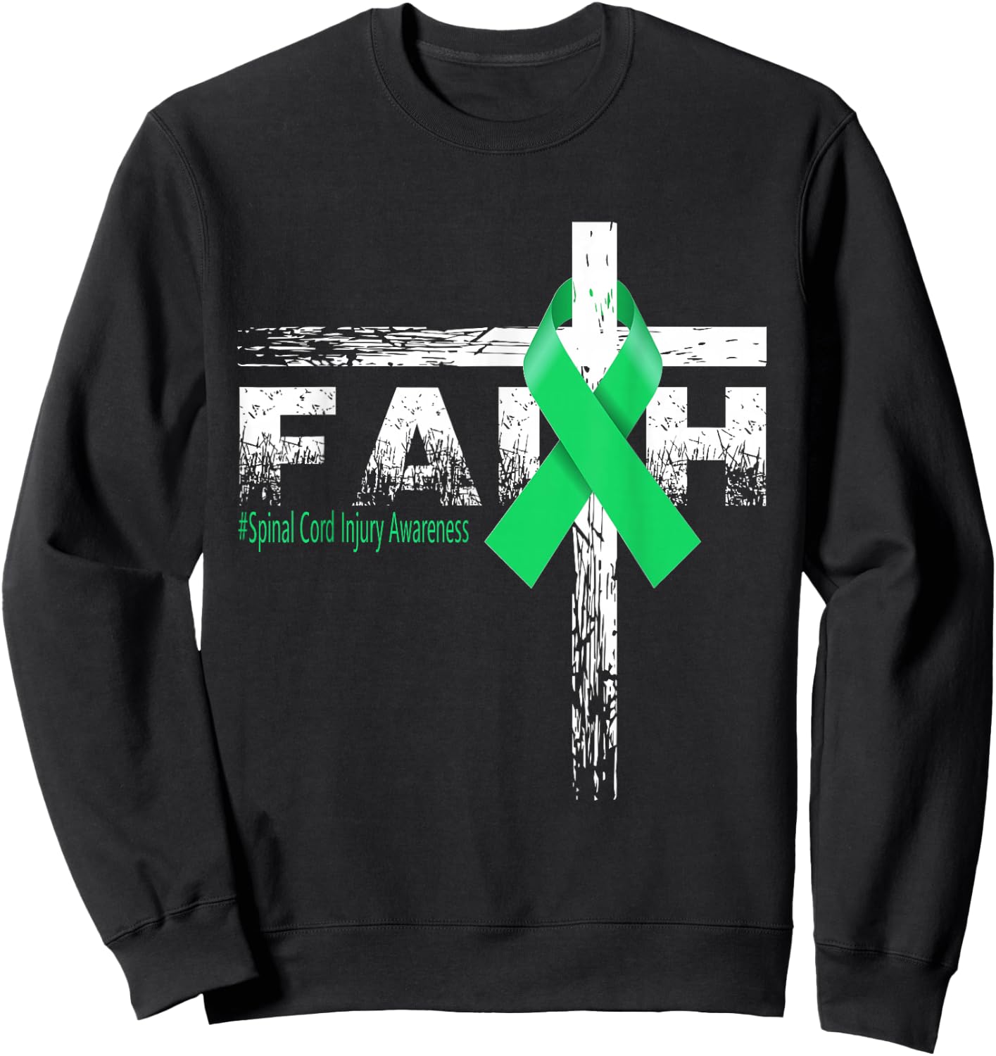 Spinal Cord Injury Awareness Christian Faith & Cross Sweatshirt - Sweatshirt | Black