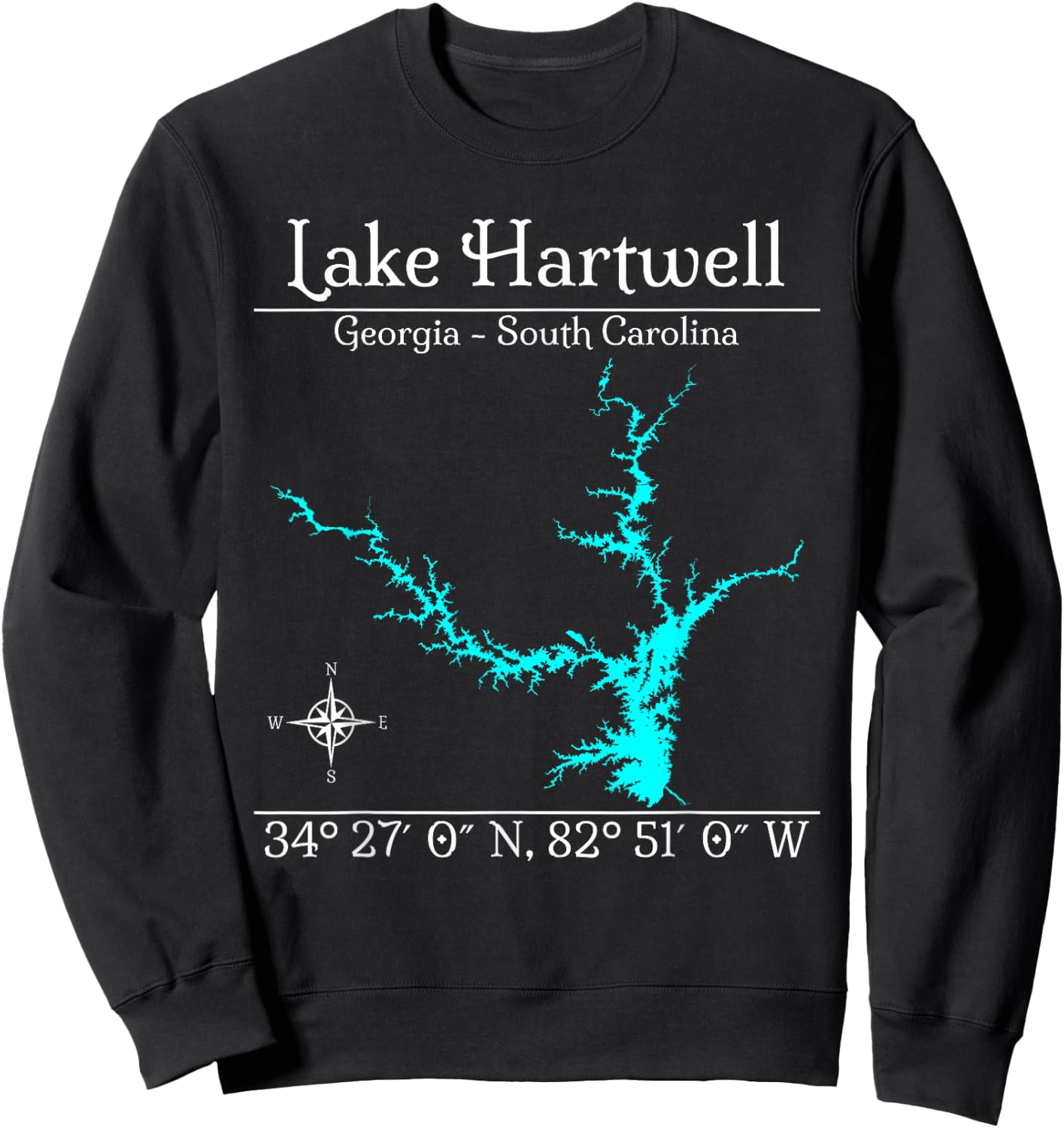 Lake Hartwell, Georgia - South Carolina Sweatshirt - Sweatshirt | Black