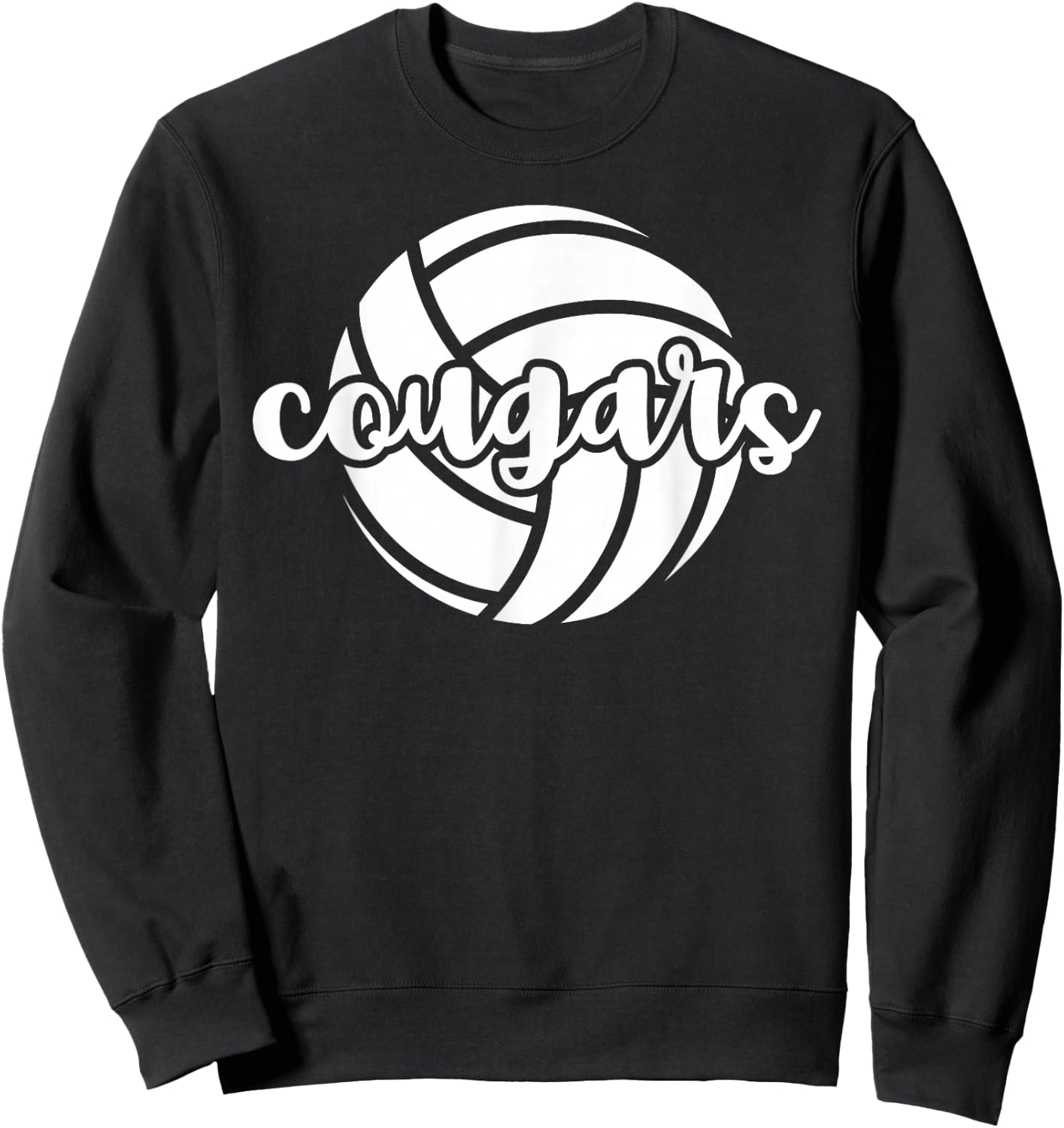 Cougars Volleyball Team Mascot School Spirit Game Night Sweatshirt - Sweatshirt | Black