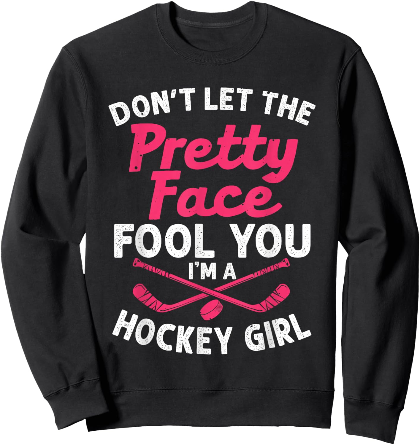Funny Girl Hockey Gift Kids Ice Hockey Players Sweatshirt - Sweatshirt | Black