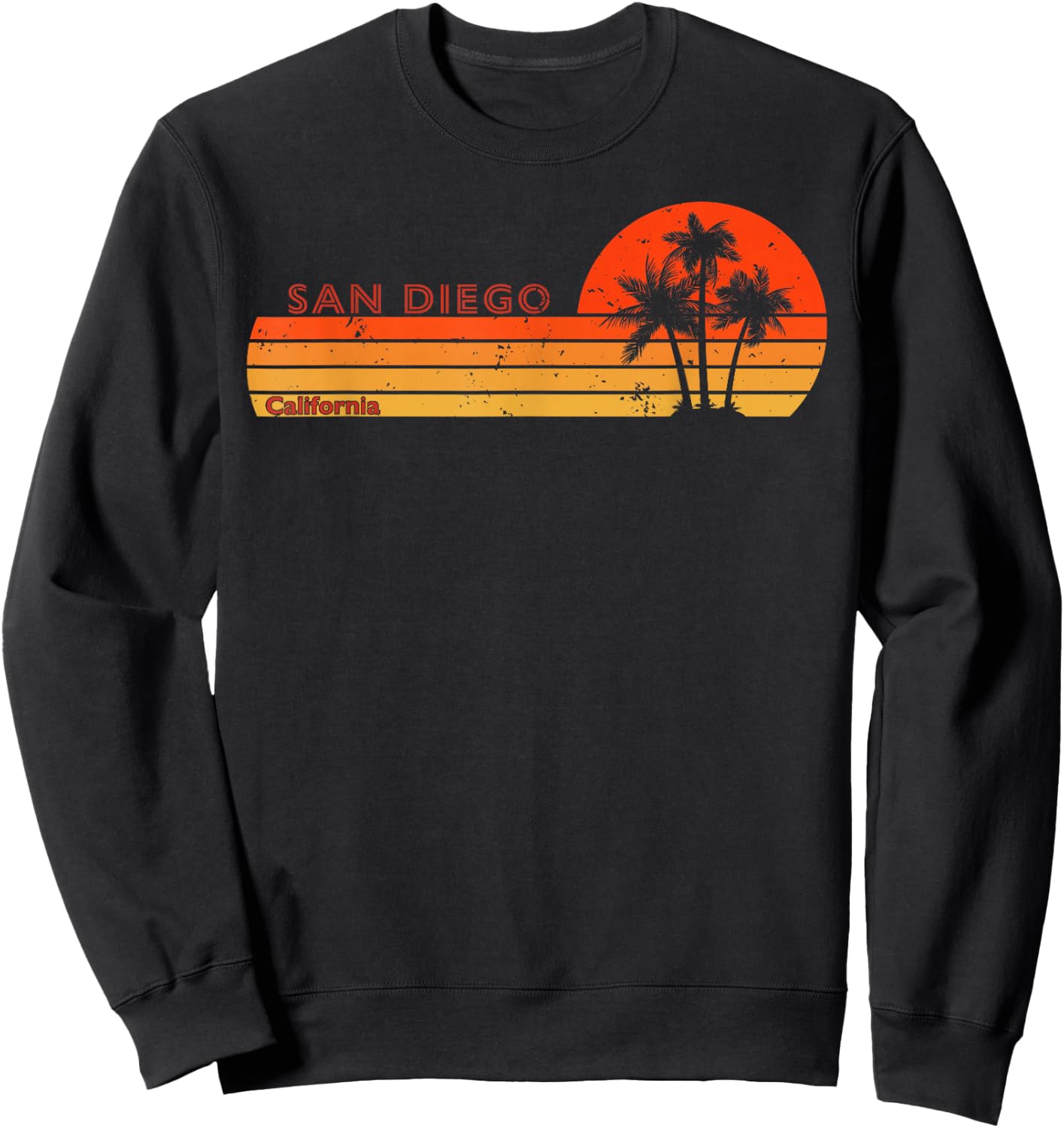San Diego California Retro Vintage Sunset Sweatshirt - Sweatshirt | Black