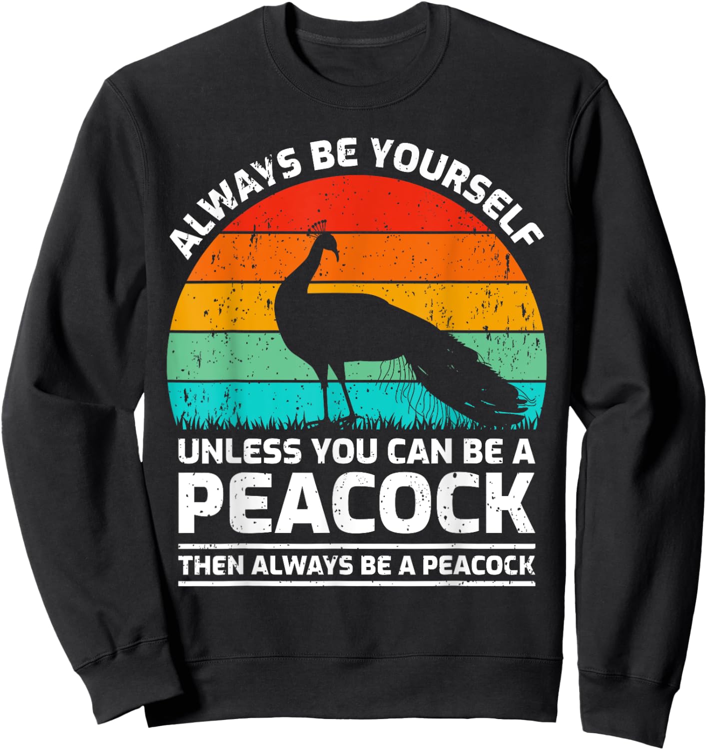 Vintage Peacock Bird Lover Retro Cute Peacock Sweatshirt - Sweatshirt | Black