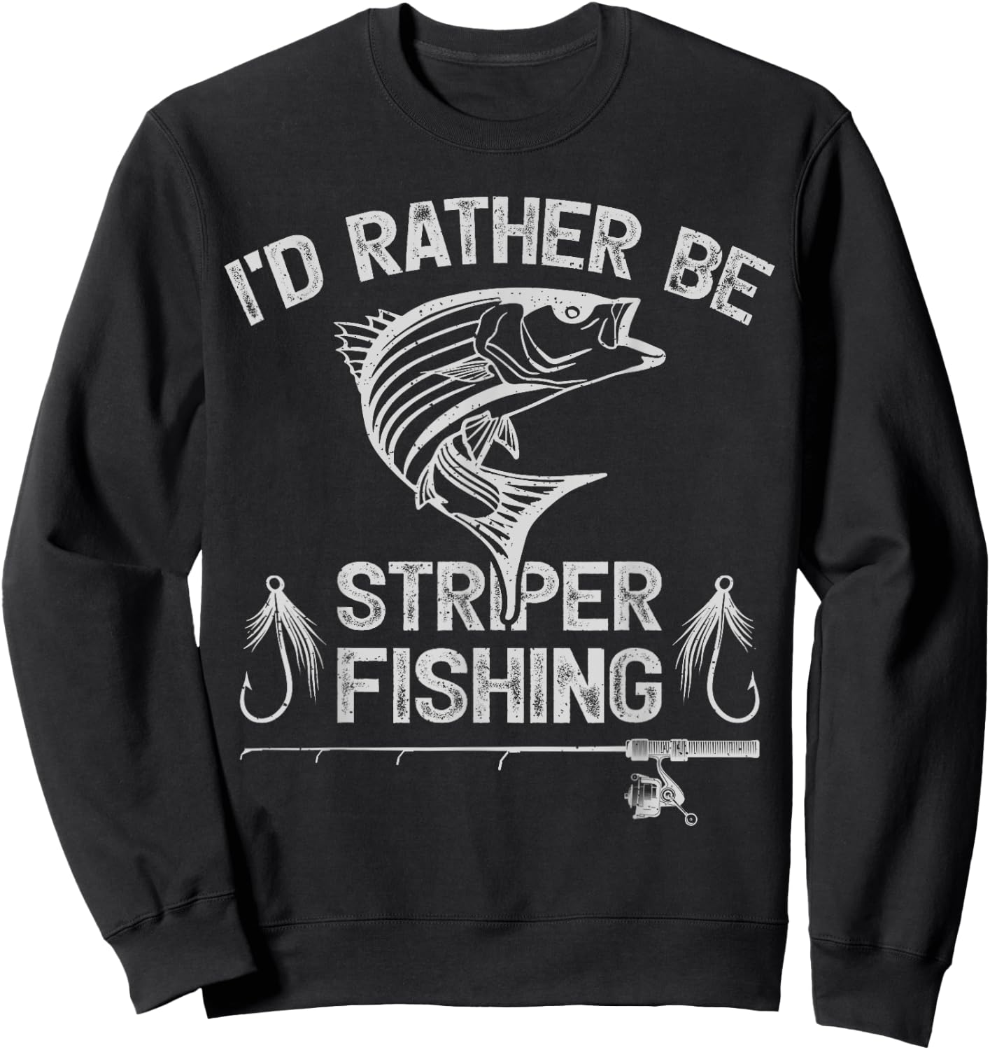 Funny Fishing Lover Retro I'd Rather Be Striper Fishing Sweatshirt - Sweatshirt | Black