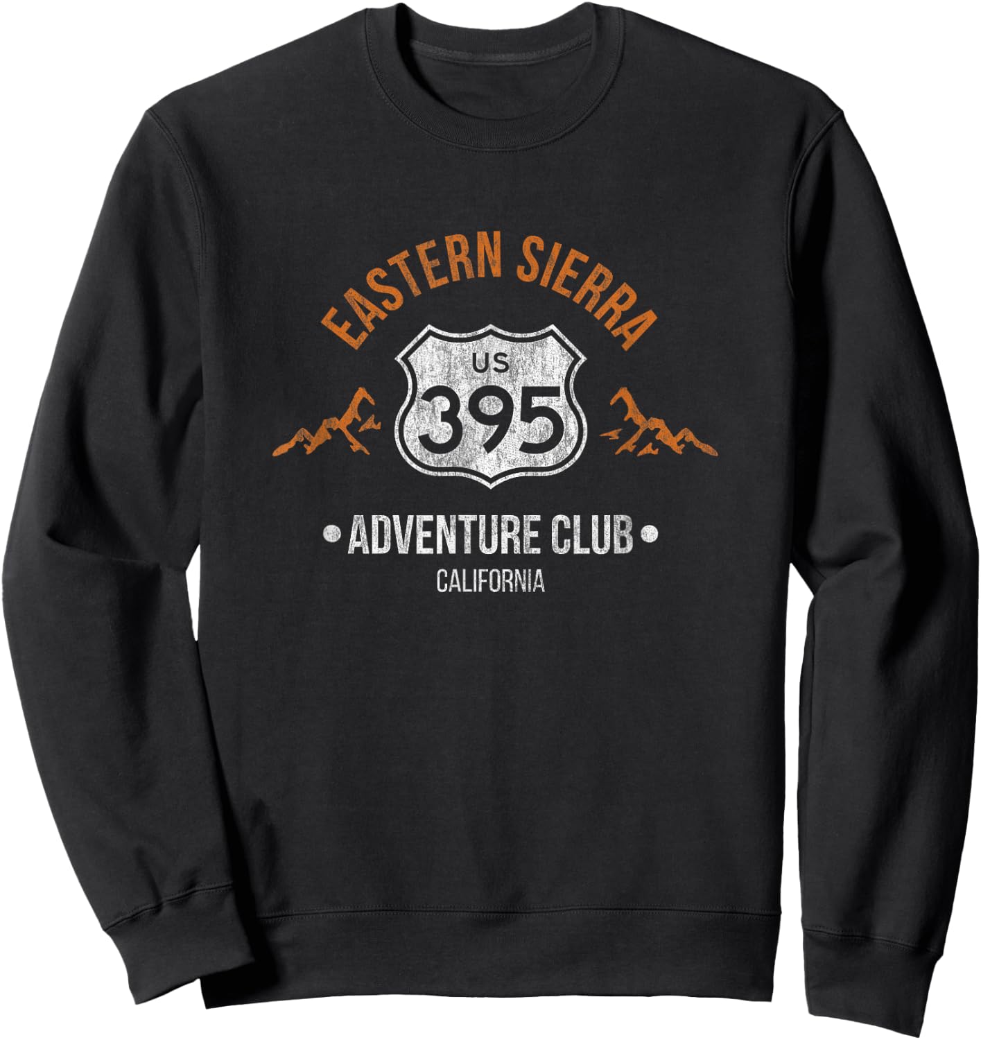 California Highway 395 Eastern Sierra Hiking Adventure Club Sweatshirt - Sweatshirt | Black