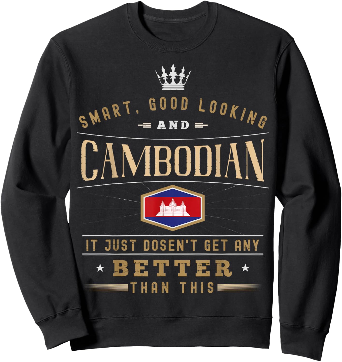 Cambodia Flag Souvenirs for Cambodians Men & Women Sweatshirt - Sweatshirt | Black
