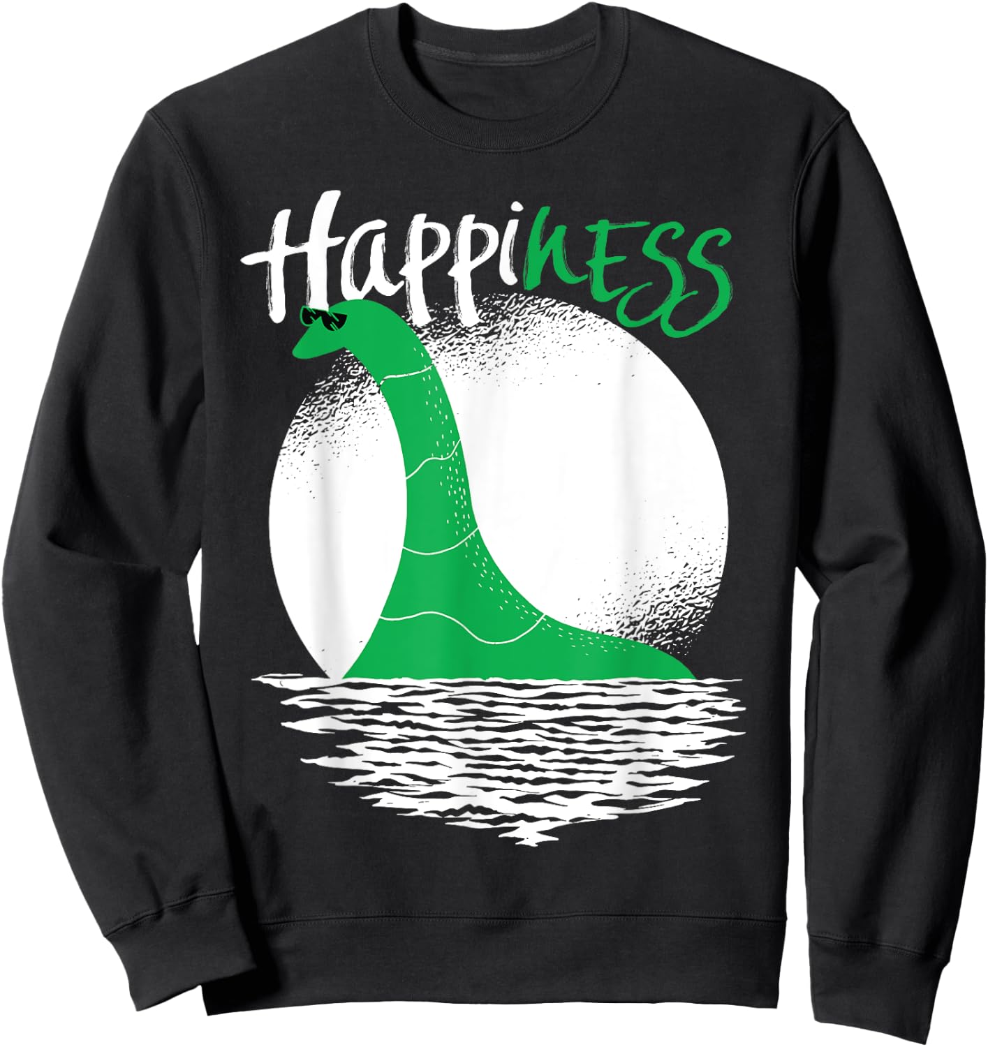 Funny Loch Ness Monster HappiNESS Happy Nessie Pun Sweatshirt - Sweatshirt | Black