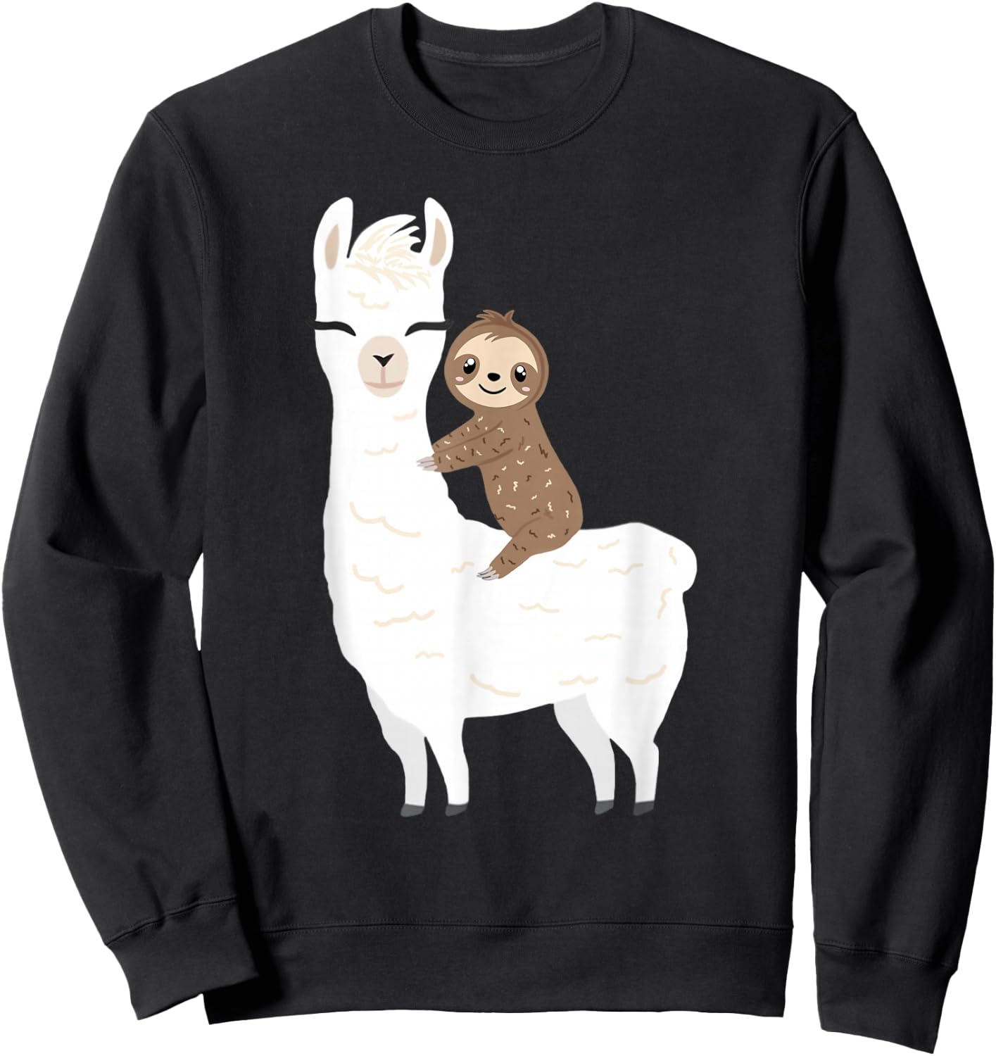 Sloth Riding Llama Shirt Funny Birthday Gift Boy, Girl Sweatshirt - Sweatshirt | Black