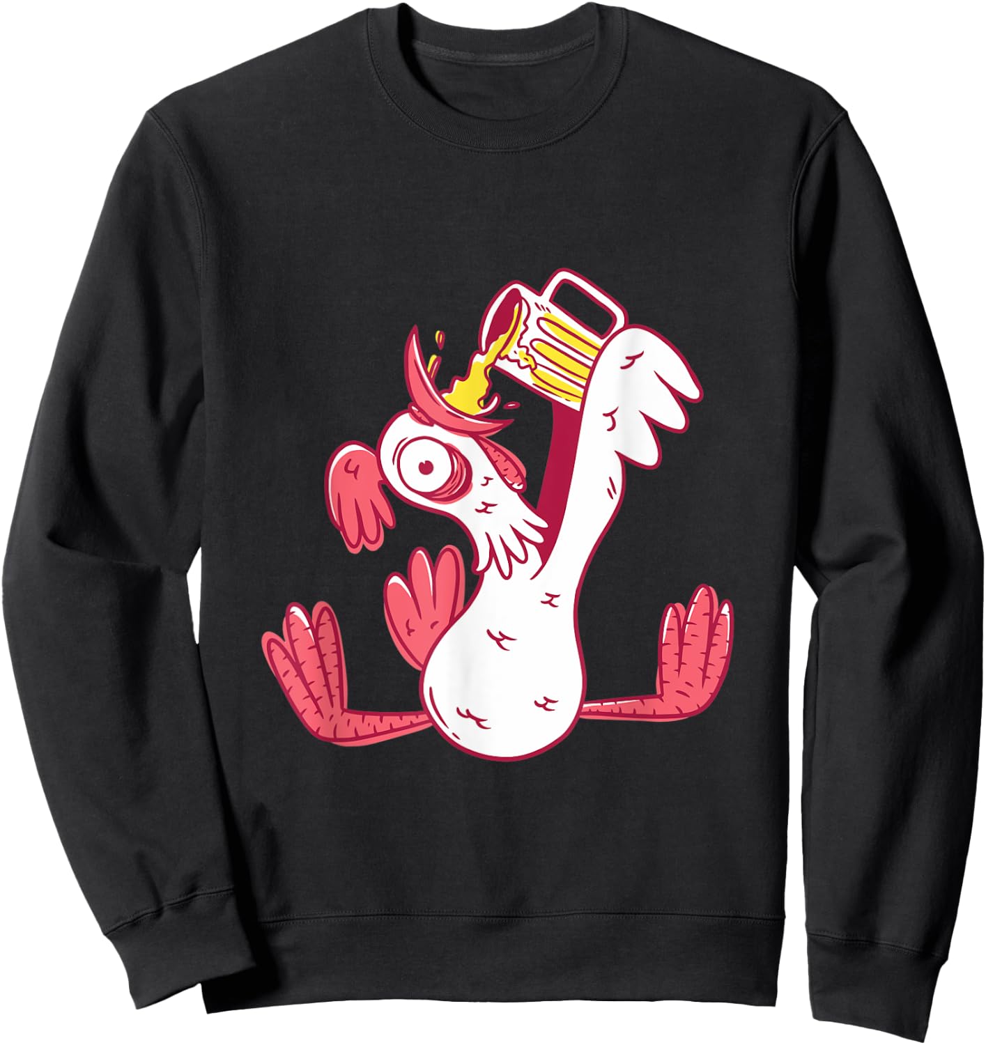 Funny Drunk Rooster Animal Chicken Beer Alcohol Party Gift Sweatshirt - Sweatshirt | Black