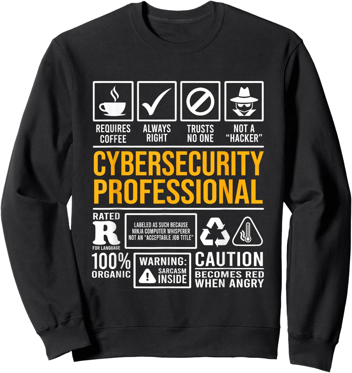 Cybersecurity Professional Qualities Programmer Hacking Sweatshirt - Sweatshirt | Black