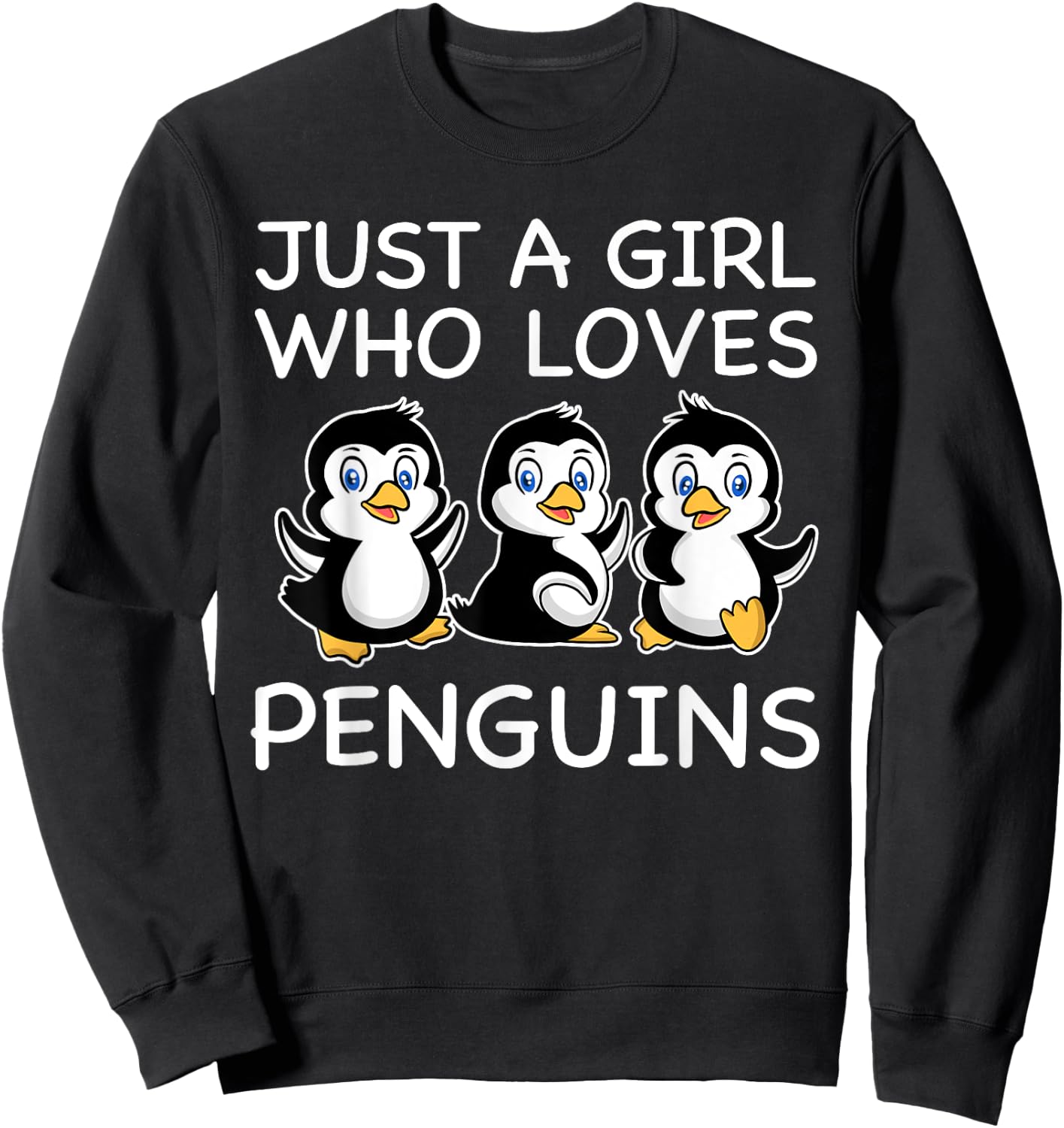 Cute Penguin Art Women Girls Baby Bird Animal Penguin Lover Sweatshirt - Sweatshirt | Black