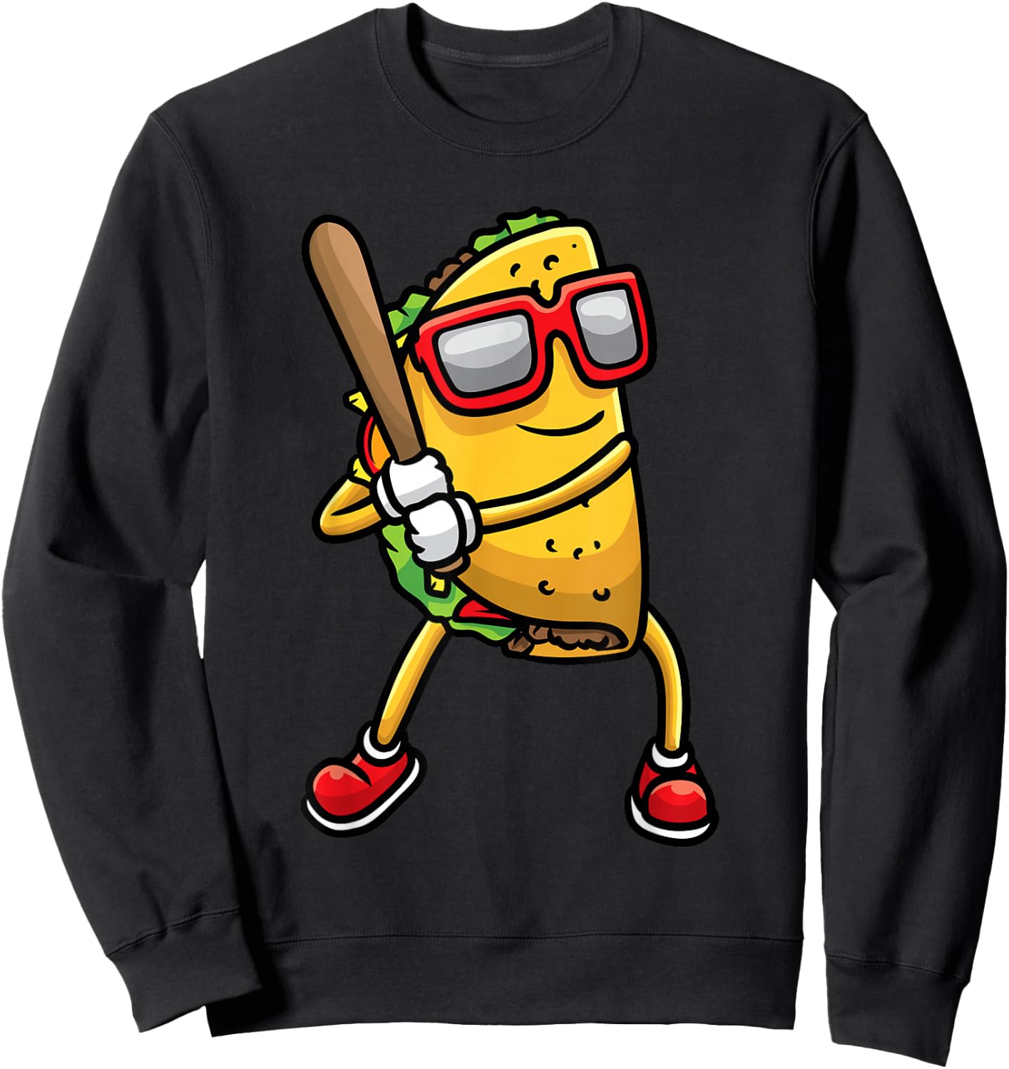 Taco Playing Baseball Mexican Cinco De Mayo Kids Men Sweatshirt - Sweatshirt | Black