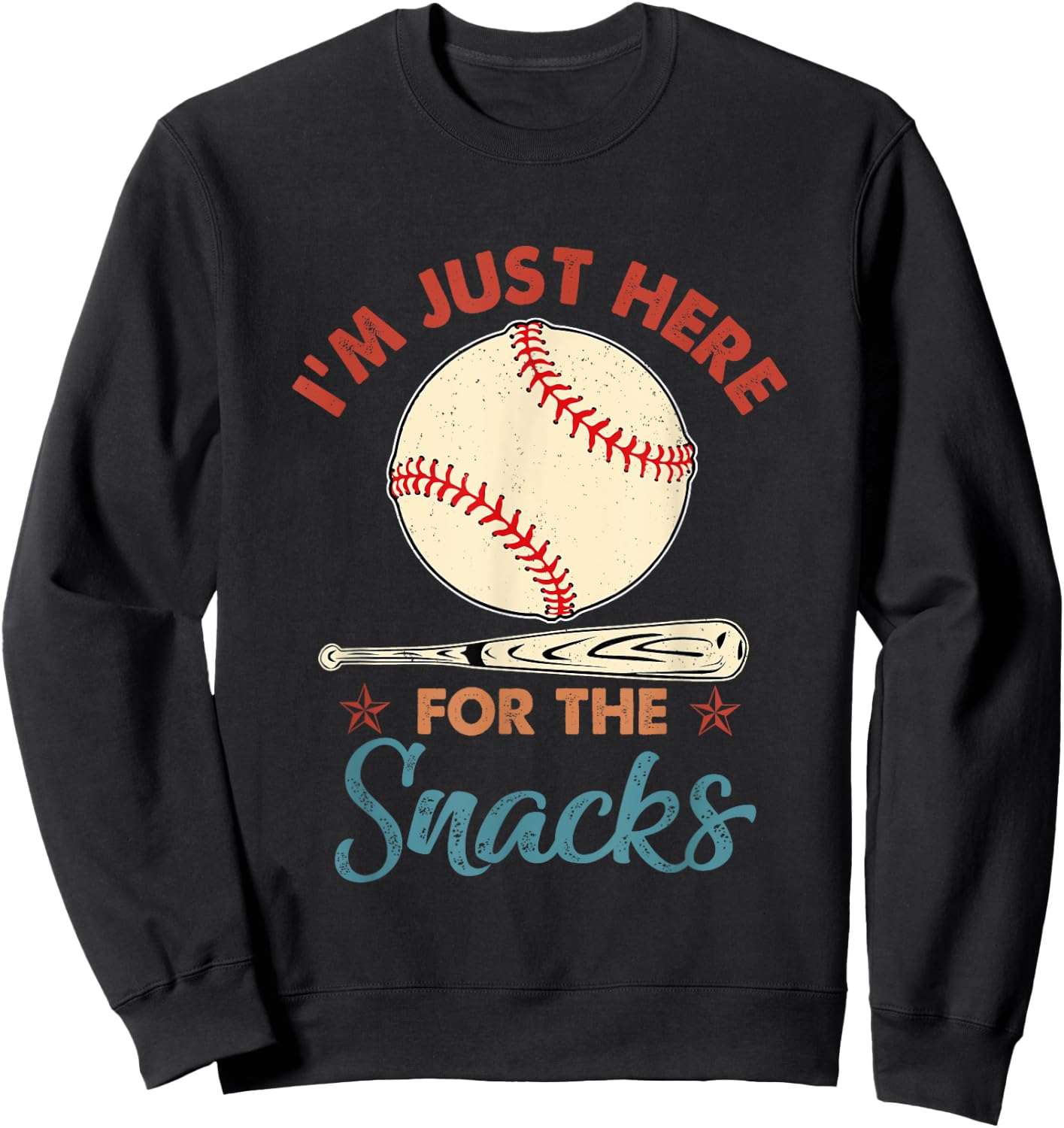 I'm Just Here For The Snacks Fantasy Baseball Vintage Sweatshirt - Sweatshirt | Black
