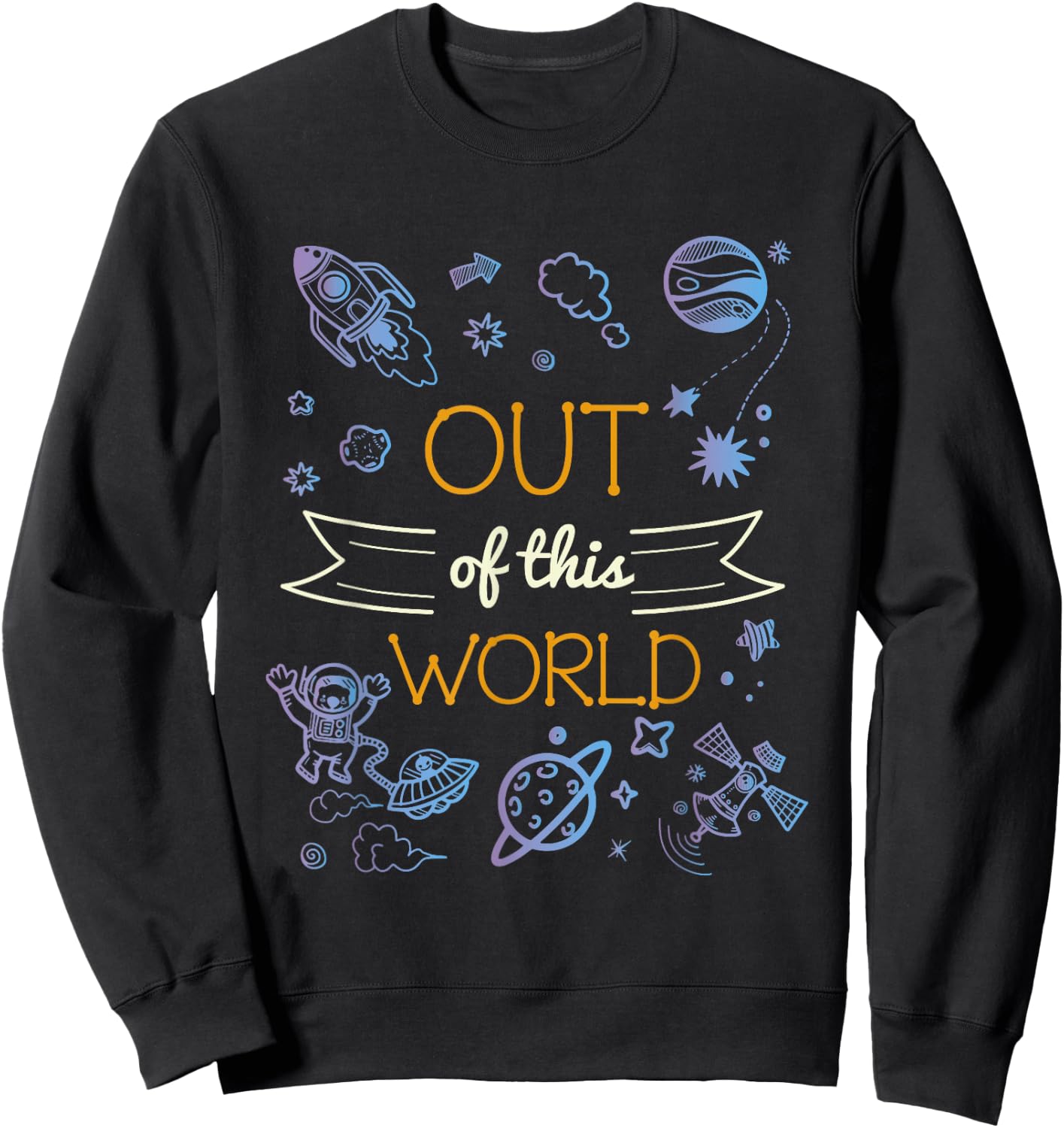 Out Of This World Spaceship Sweatshirt - Sweatshirt | Black