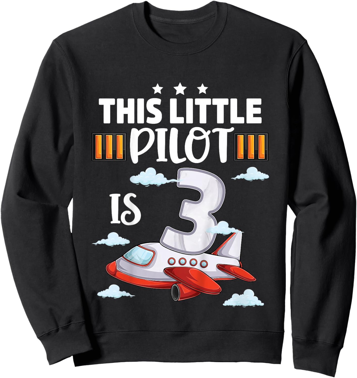 Kids 3 Year Old Boy Girl Airplane Pilot 3rd Birthday Aircraft Sweatshirt - Sweatshirt | Black