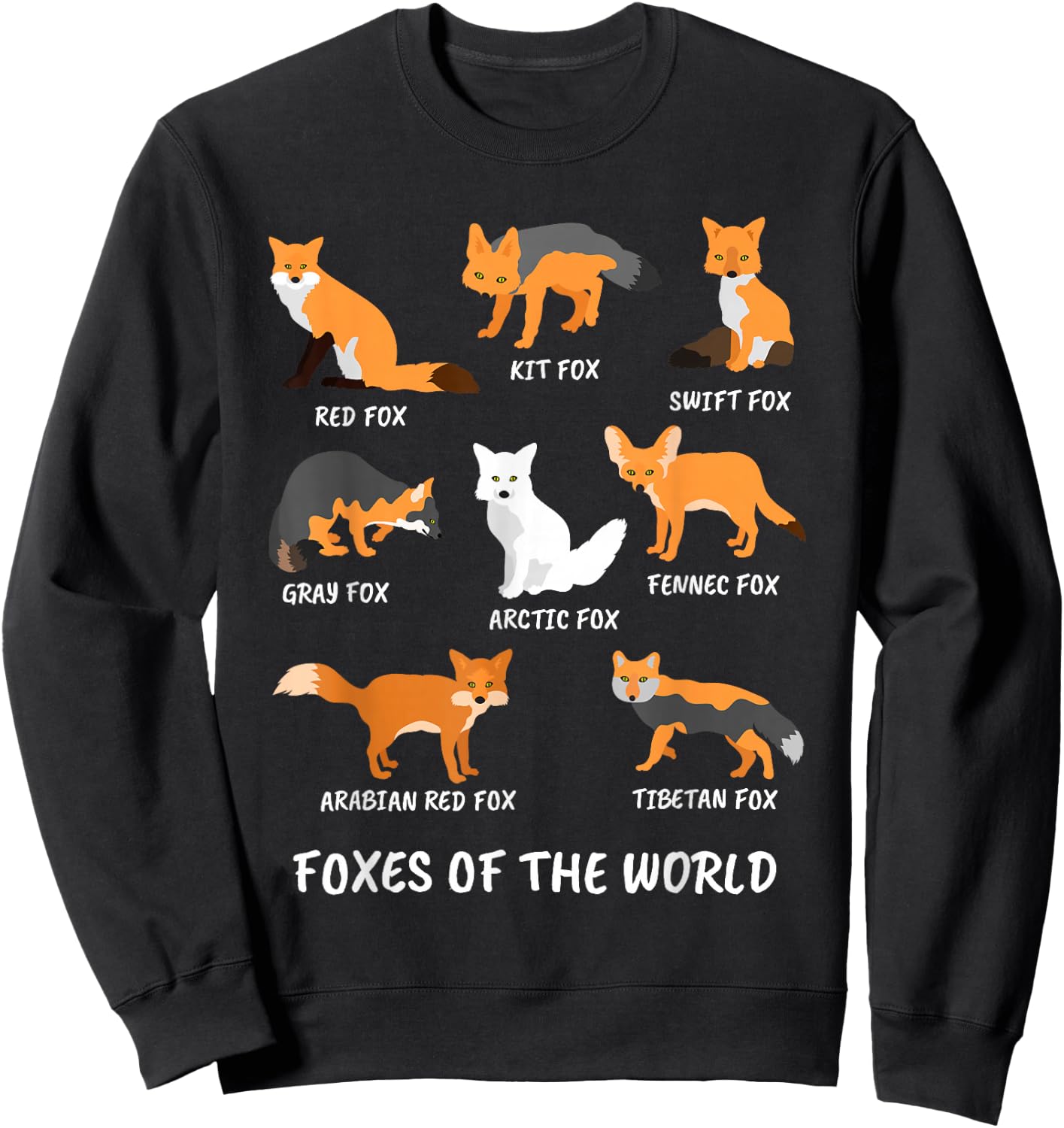 Foxes of the World Fox Lover Sweatshirt - Sweatshirt | Black