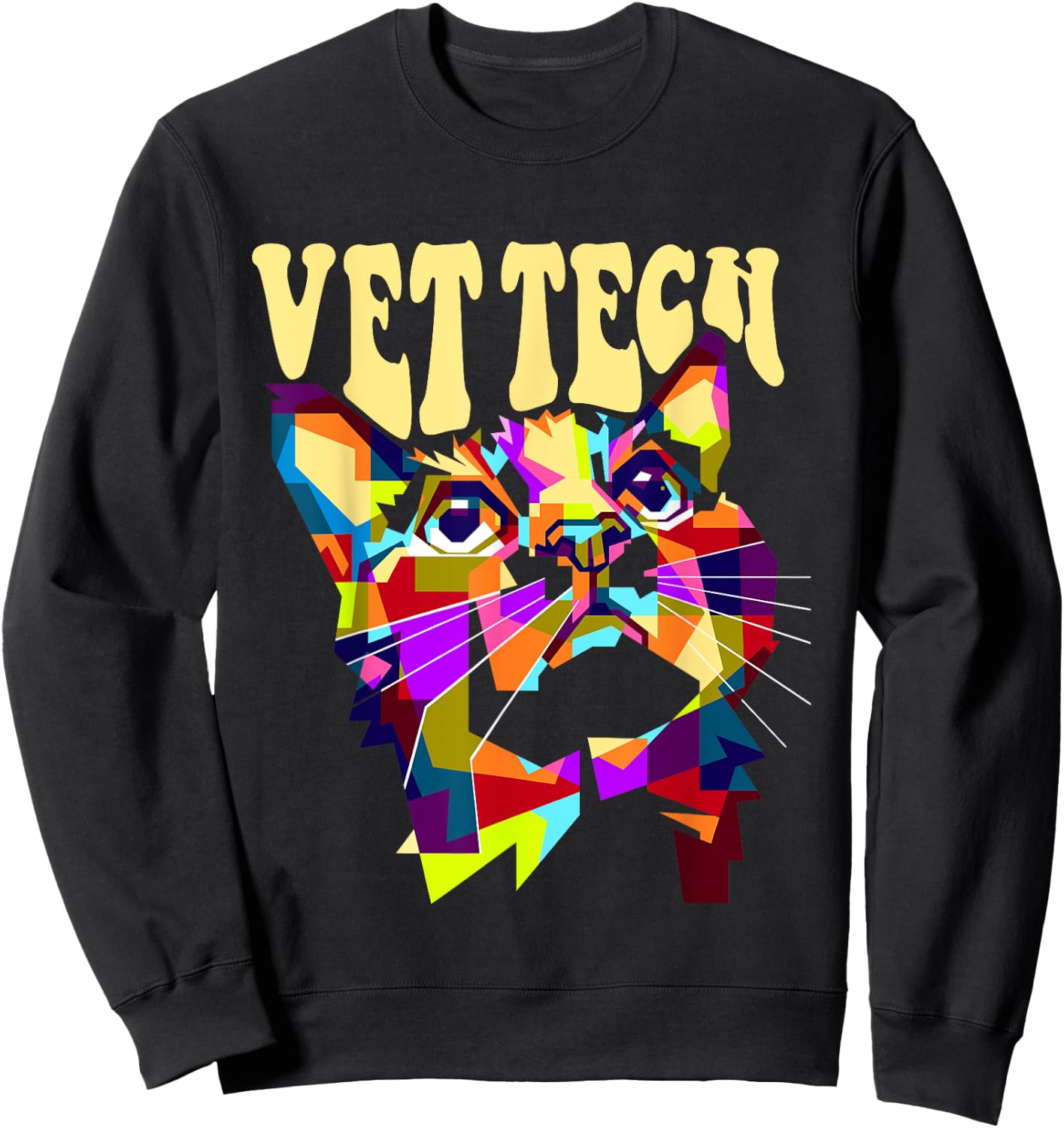 Vet Tech Cat Kitten Pet Veterinarian Veterinary Technician Sweatshirt - Sweatshirt | Black