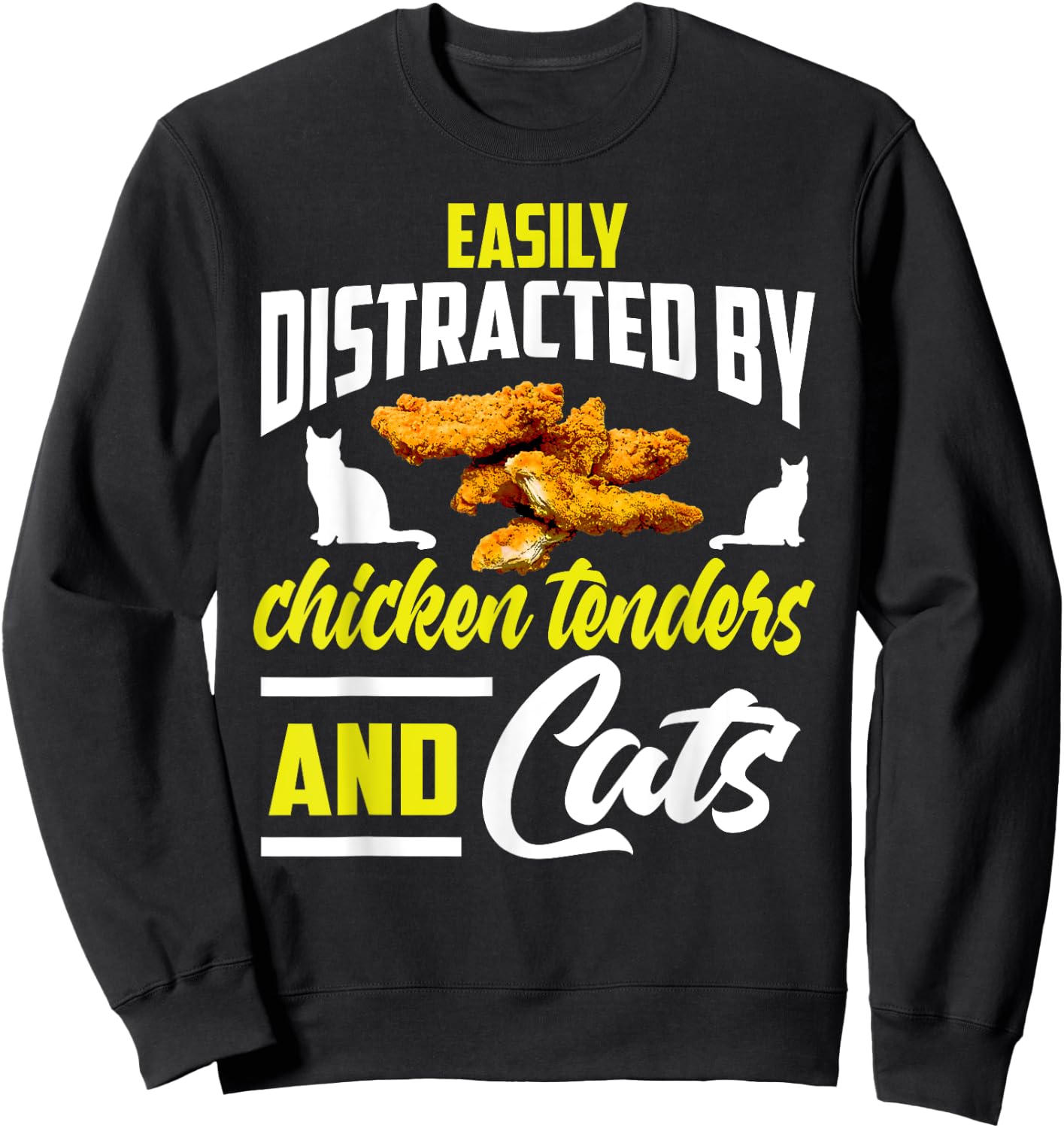 Chicken Tenders Shirt Funny Cat Lover Chicken Tenders Women Girls Kids Sweatshirt - Sweatshirt | Black