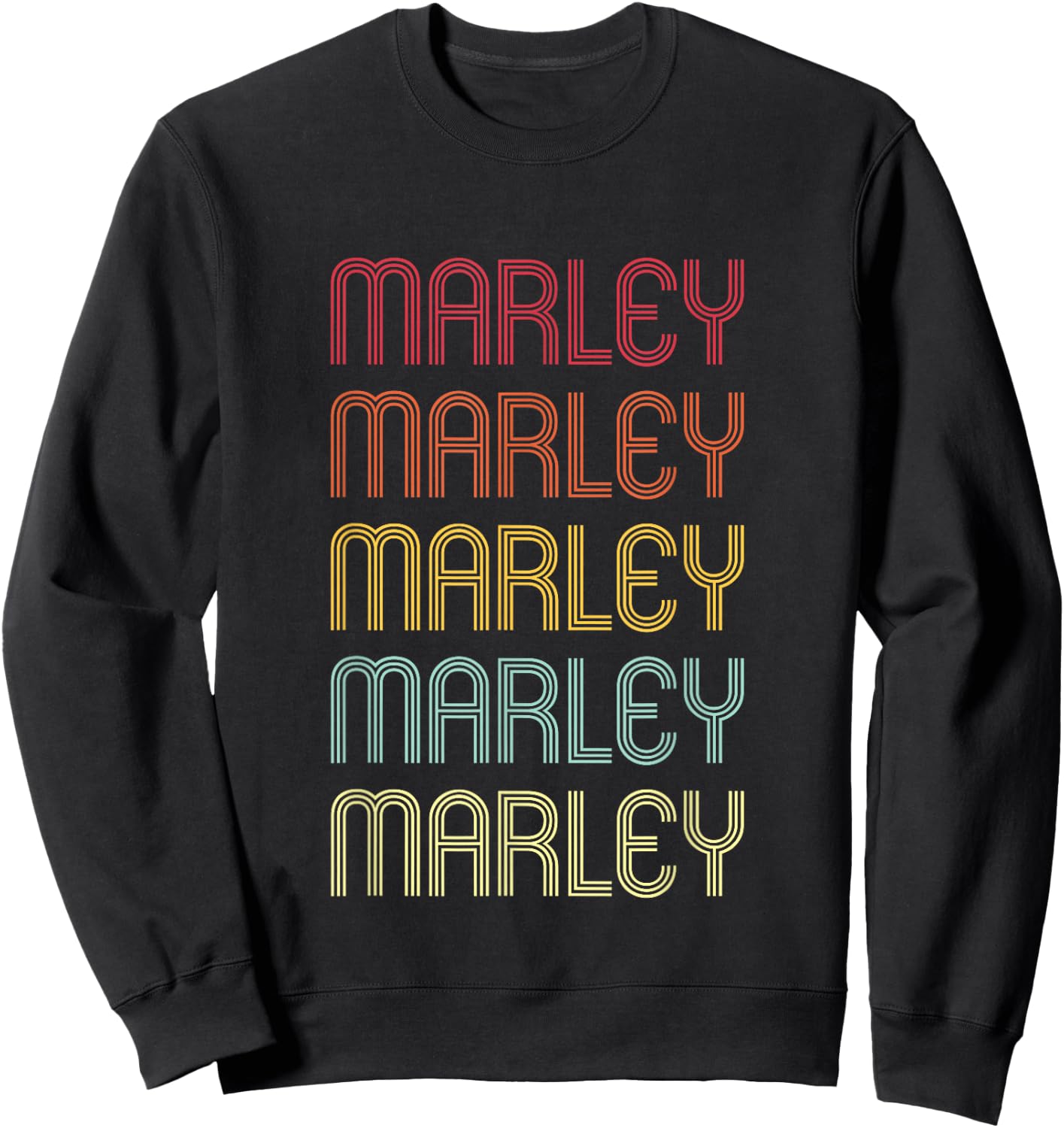 Marley Retro Wordmark Pattern Vintage Personalized 70s Sweatshirt - Sweatshirt | Black