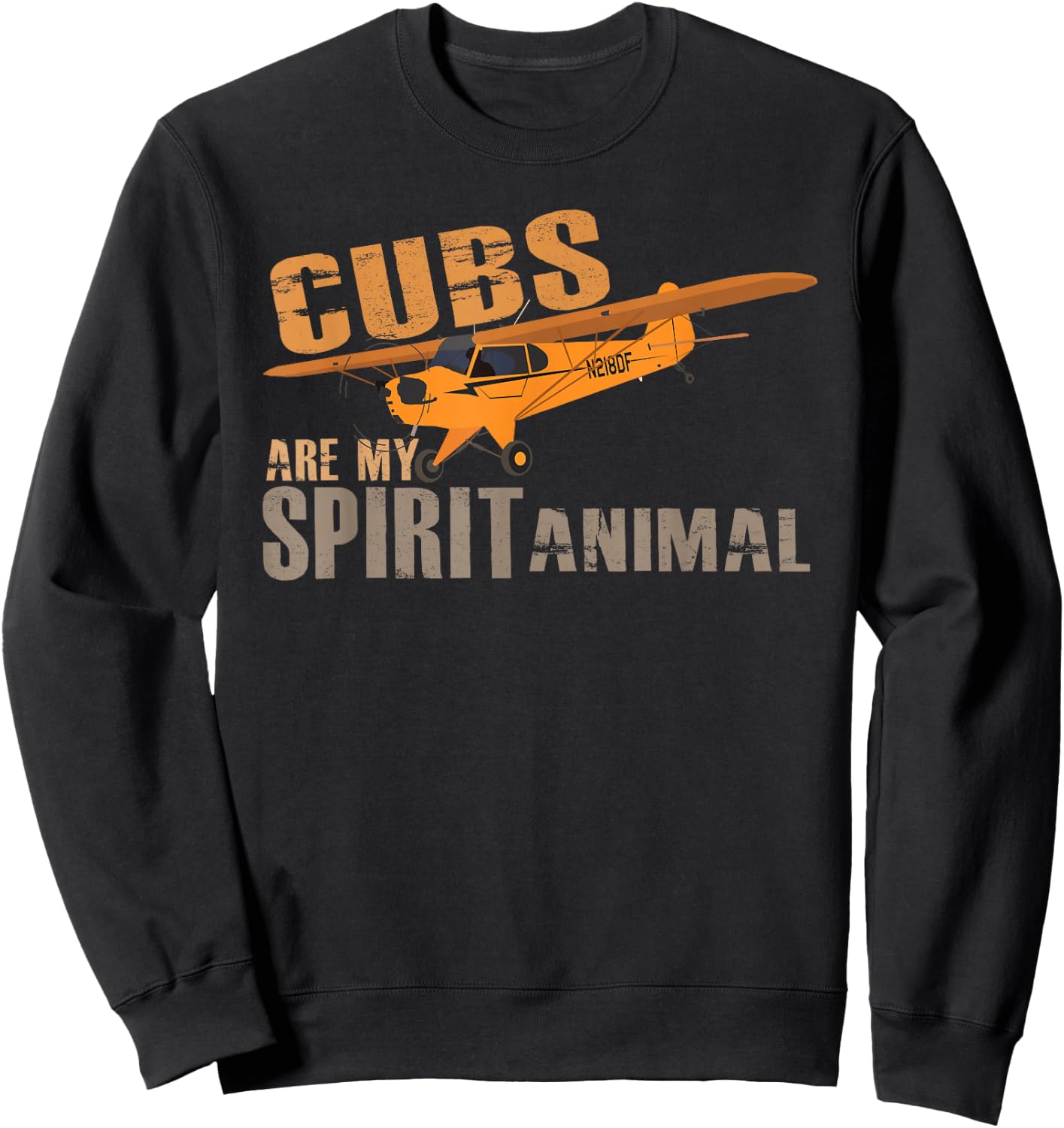 Cubs are my Spirit Animal | J-3 Cub Airplane Pilot Sweatshirt - Sweatshirt | Black