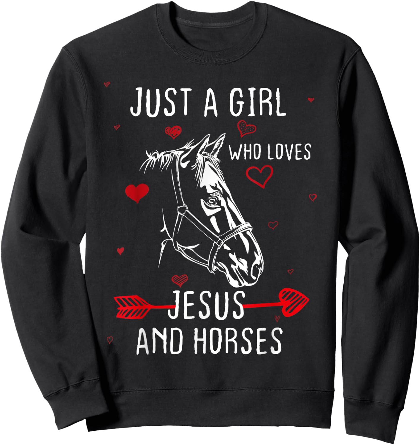 Horses And Jesus Lovers , Gift girls & women Sweatshirt - Sweatshirt | Black