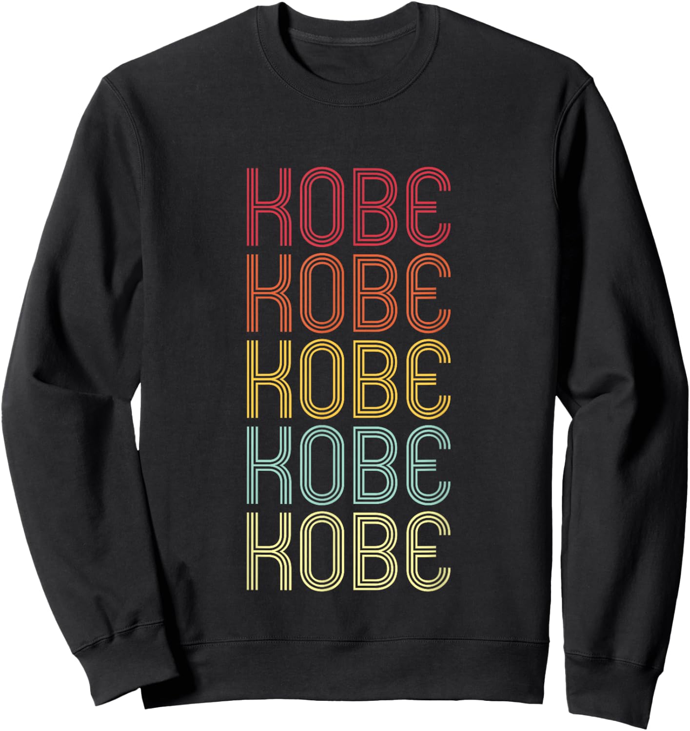 Kobe Retro Wordmark Pattern Vintage Personalized 70s Sweatshirt - Sweatshirt | Black