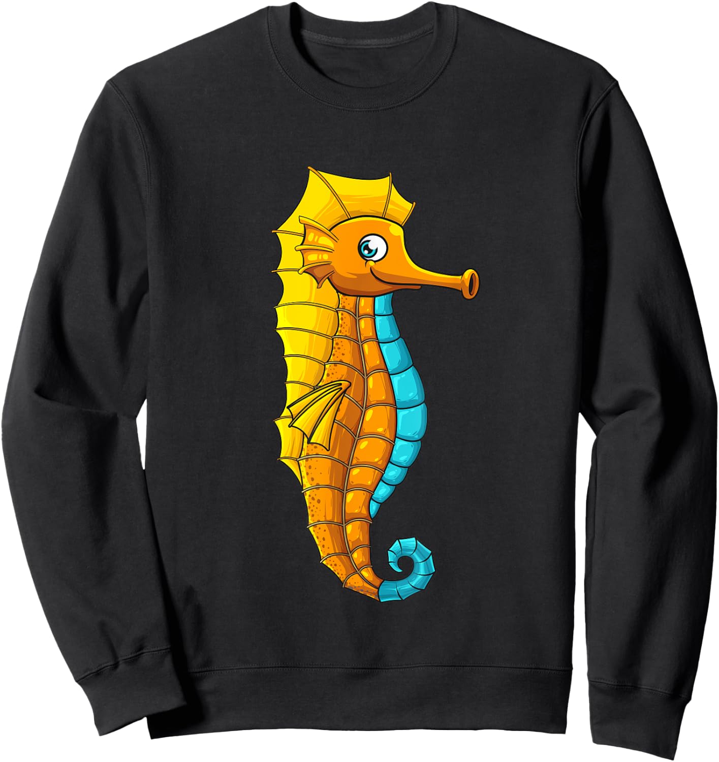 Cute Seahorse Art Women Seahorse Sea Animal Lovers Sweatshirt - Sweatshirt | Black