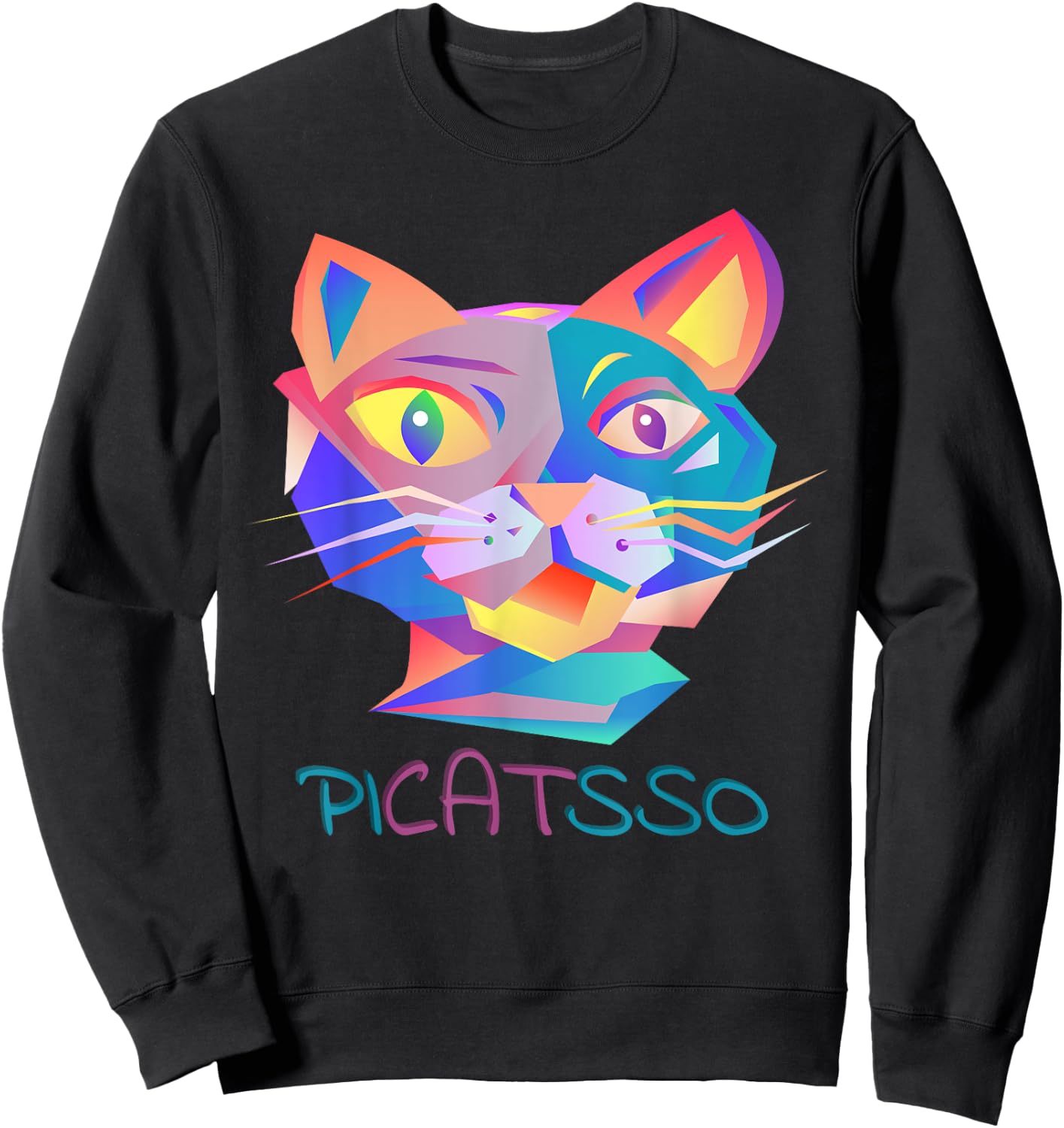 BANANOLOGY Picasso Art Cat | Funny Abstract Cat Sweatshirt - Sweatshirt | Black