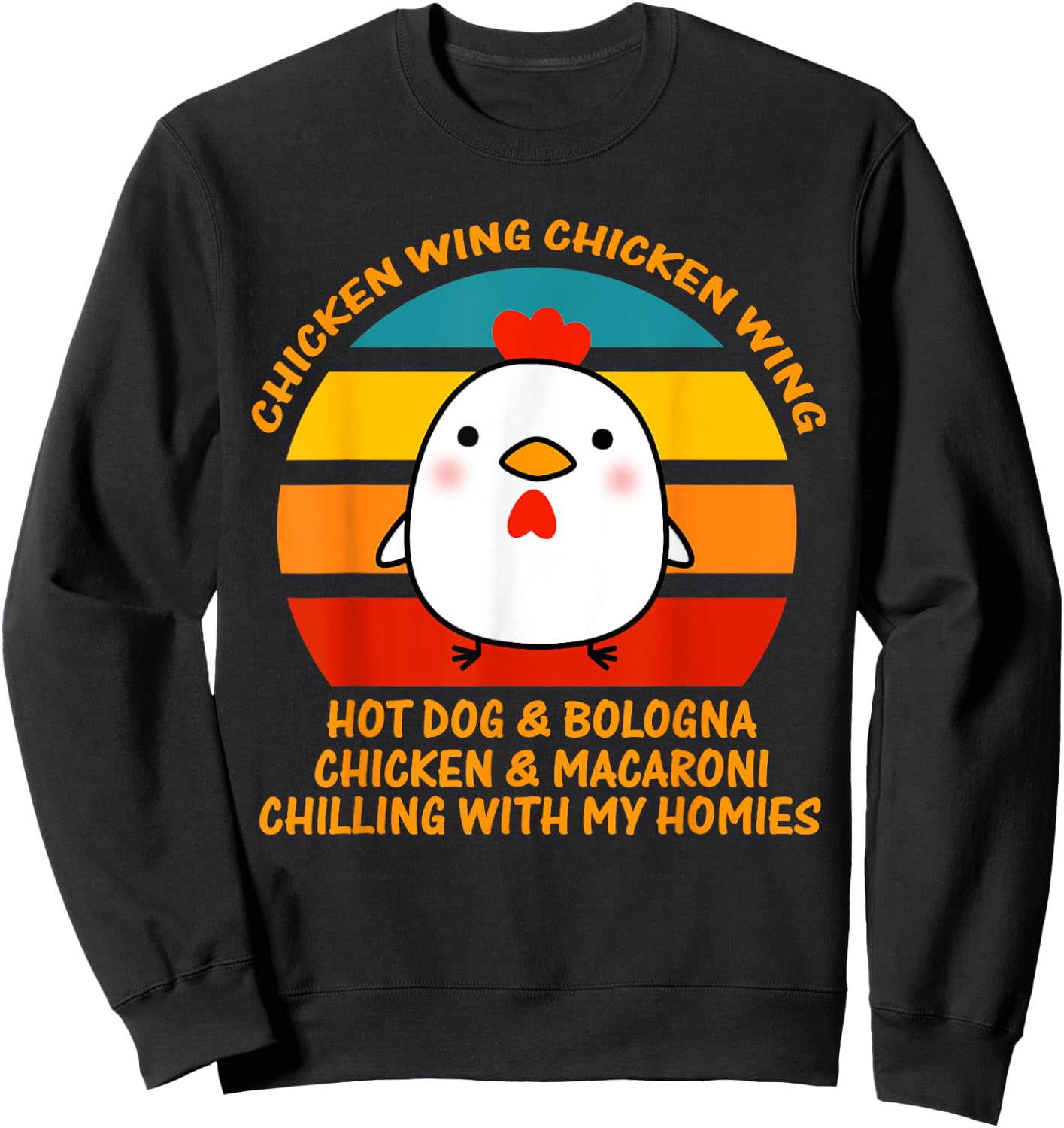 Chicken Wing Chicken Wing Hot Dog and Bologna Kids Boy Girl Sweatshirt - Sweatshirt | Black