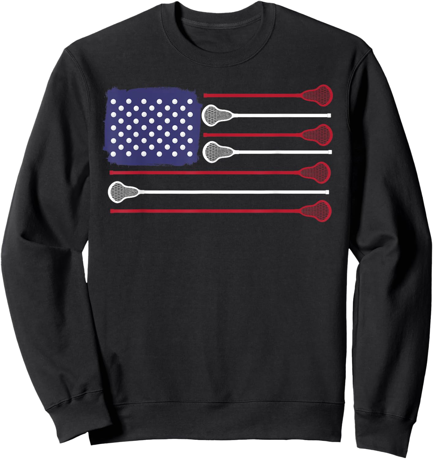 Lacrosse USA Flag Lacrosse Player men woman kids Sweatshirt - Sweatshirt | Black