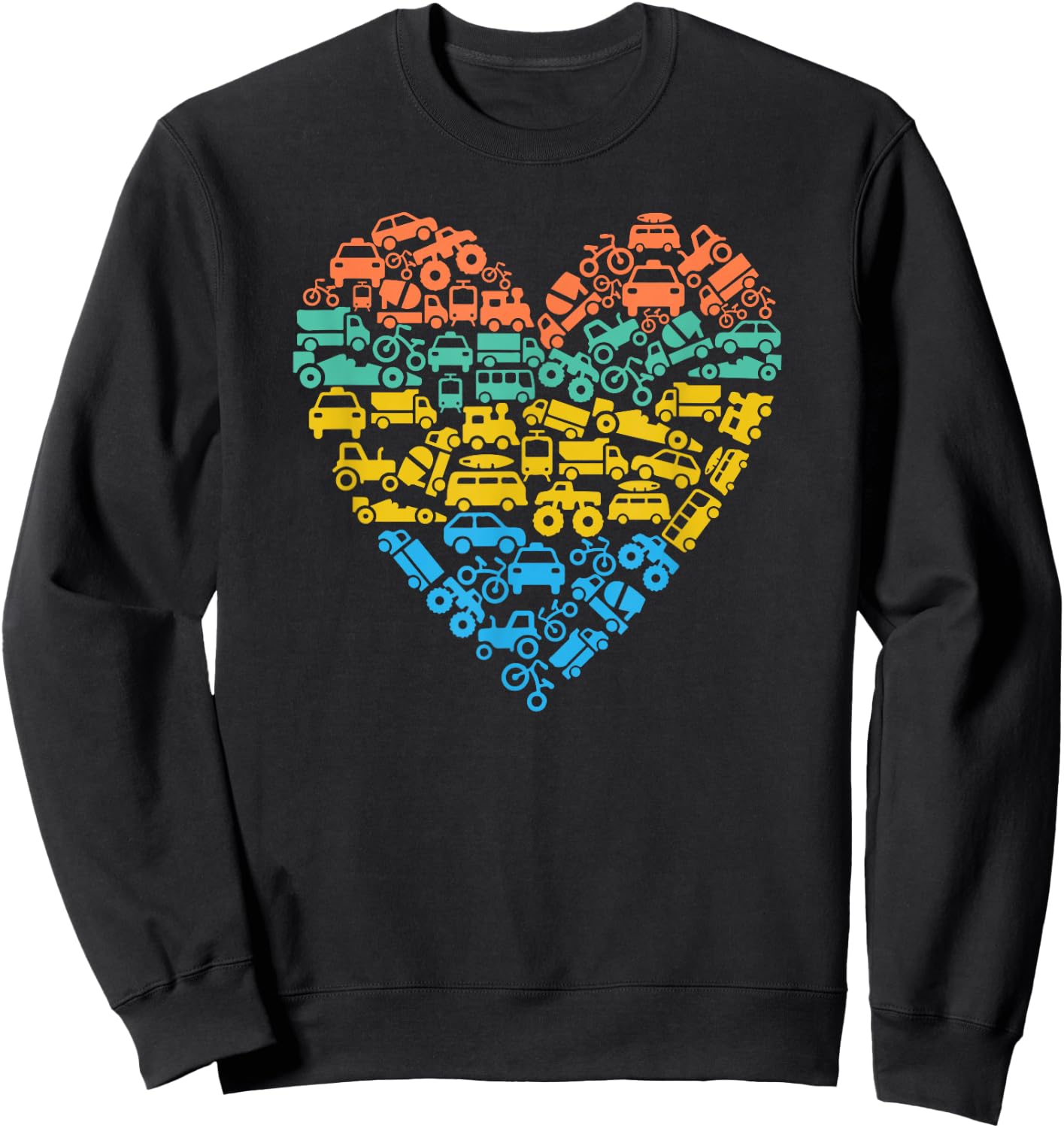 Transportation Theme Birthday Truck Car Bus Train Bike Heart Sweatshirt - Sweatshirt | Black