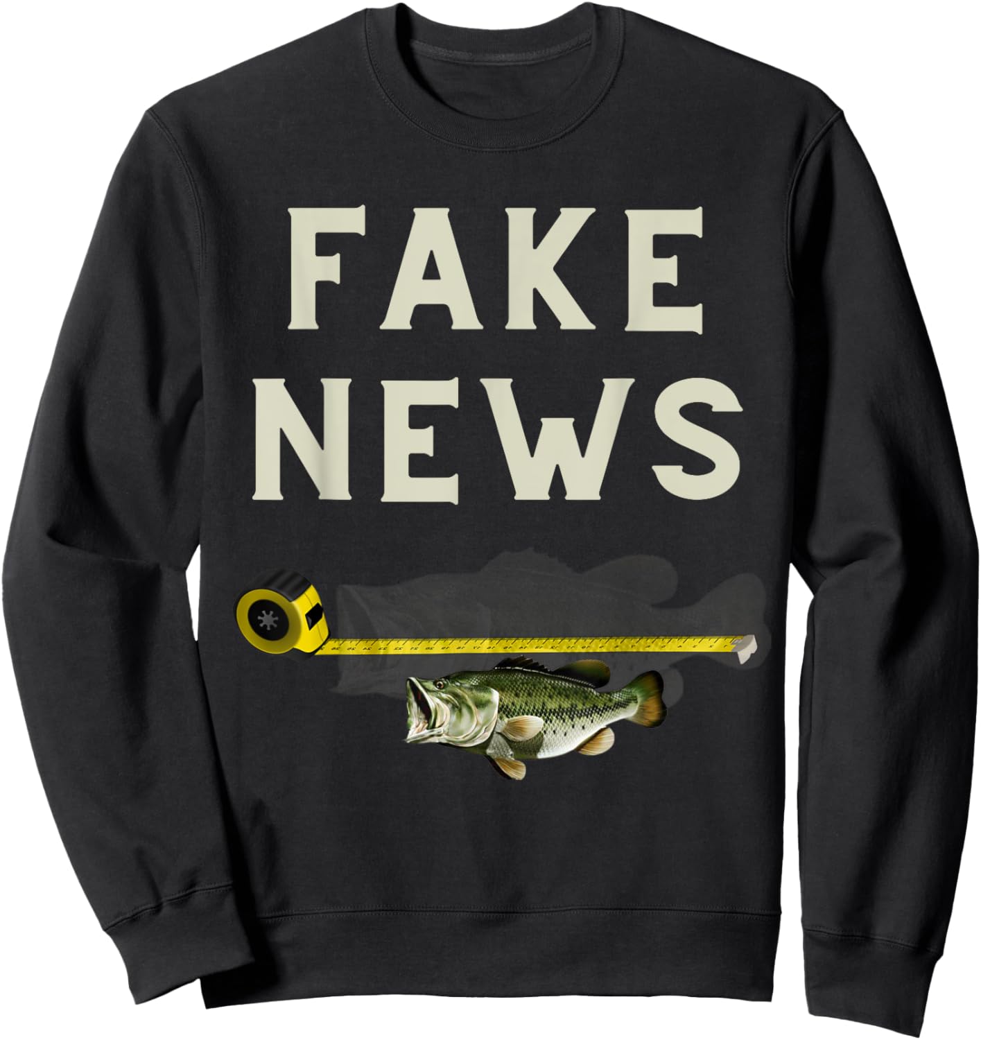 Funny Fake News large mouth bass fishing design Sweatshirt - Sweatshirt | Black