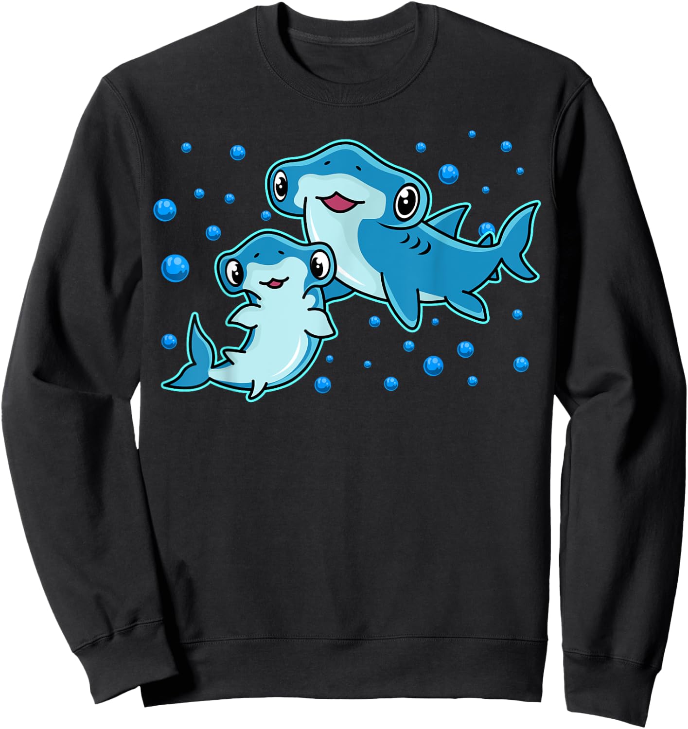 Kawaii Hammerhead Sharks Mother and Kid Sweatshirt - Sweatshirt | Black