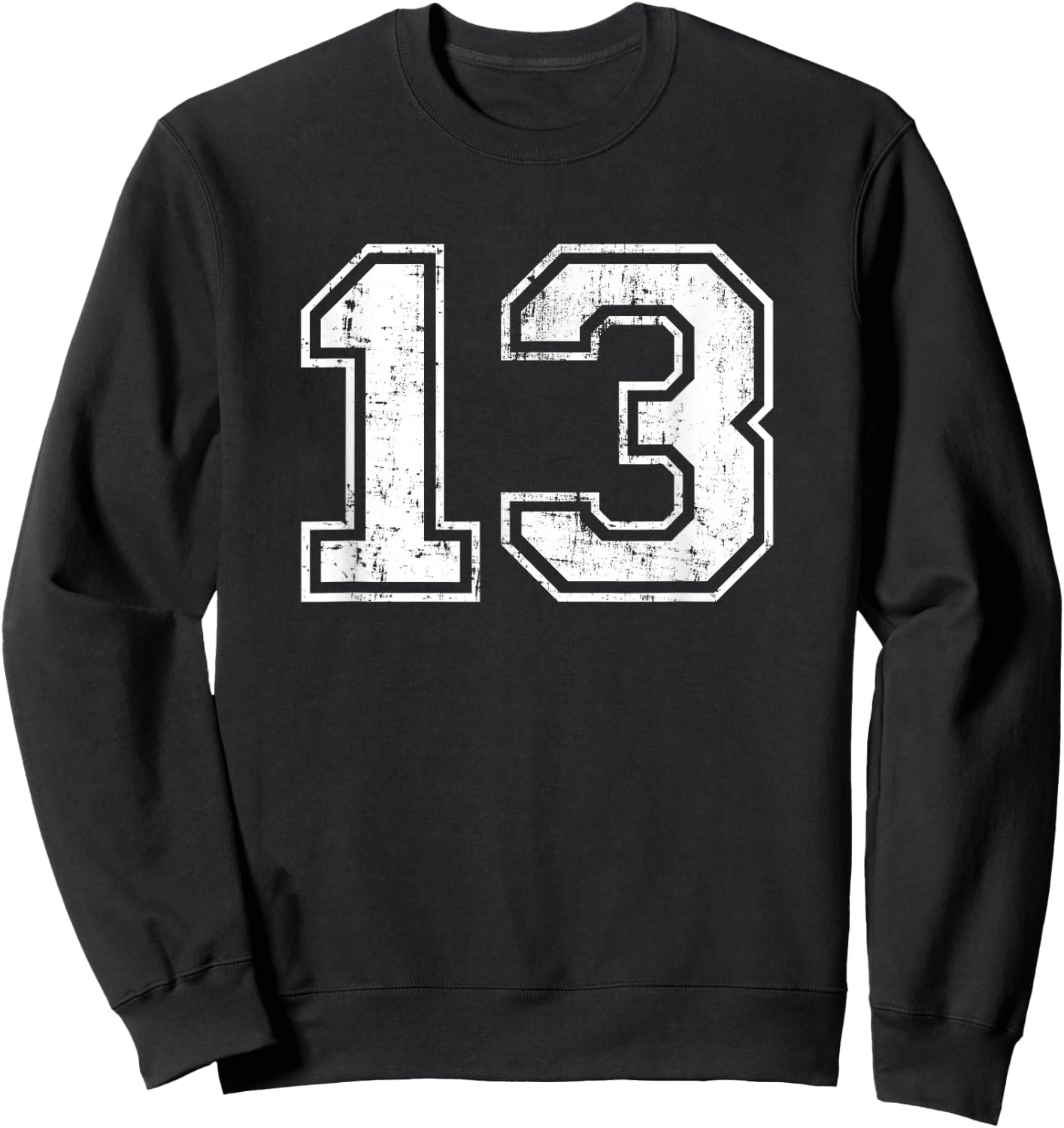 Number 13 Distressed Vintage Thirteen Sport Practice Team Sweatshirt - Sweatshirt | Black