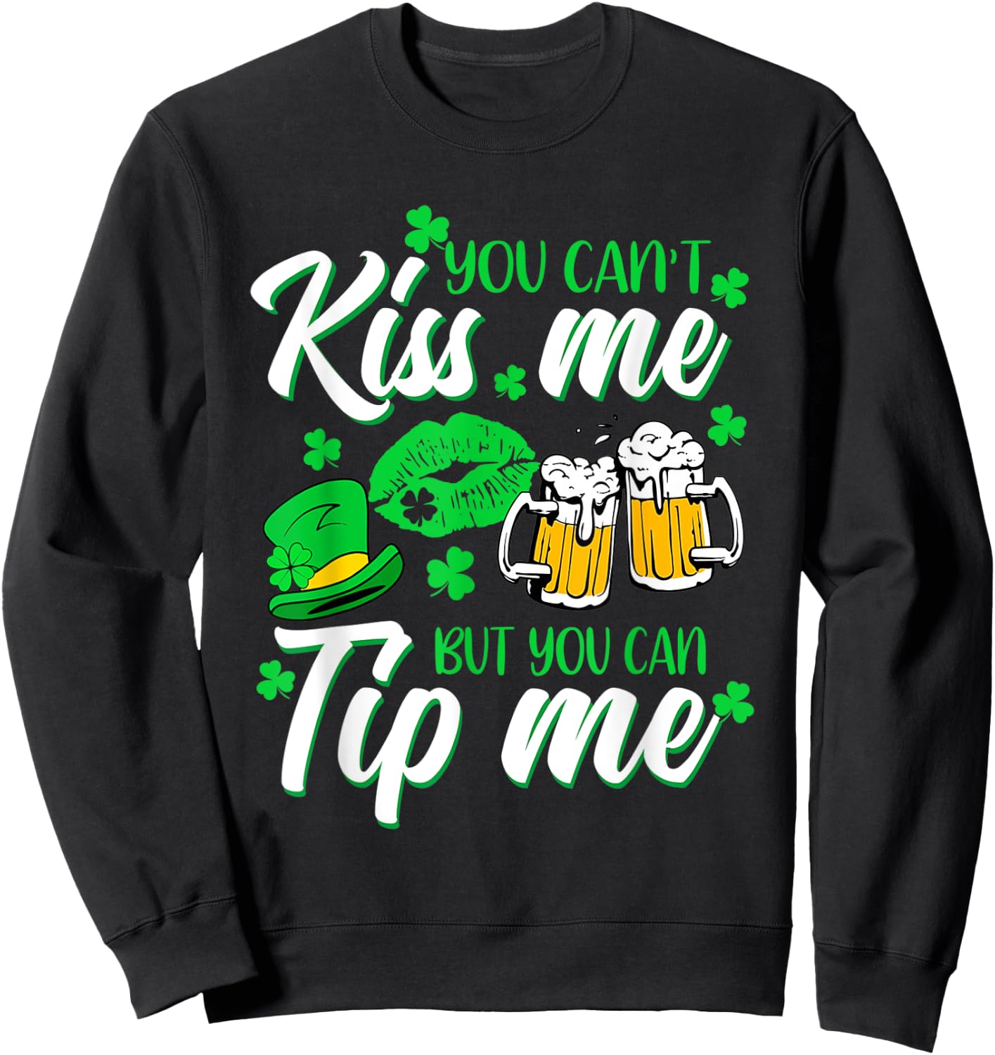 St Patrick's Day Lucky Shamrock Waitress Bartender Waiter Sweatshirt - Sweatshirt | Black