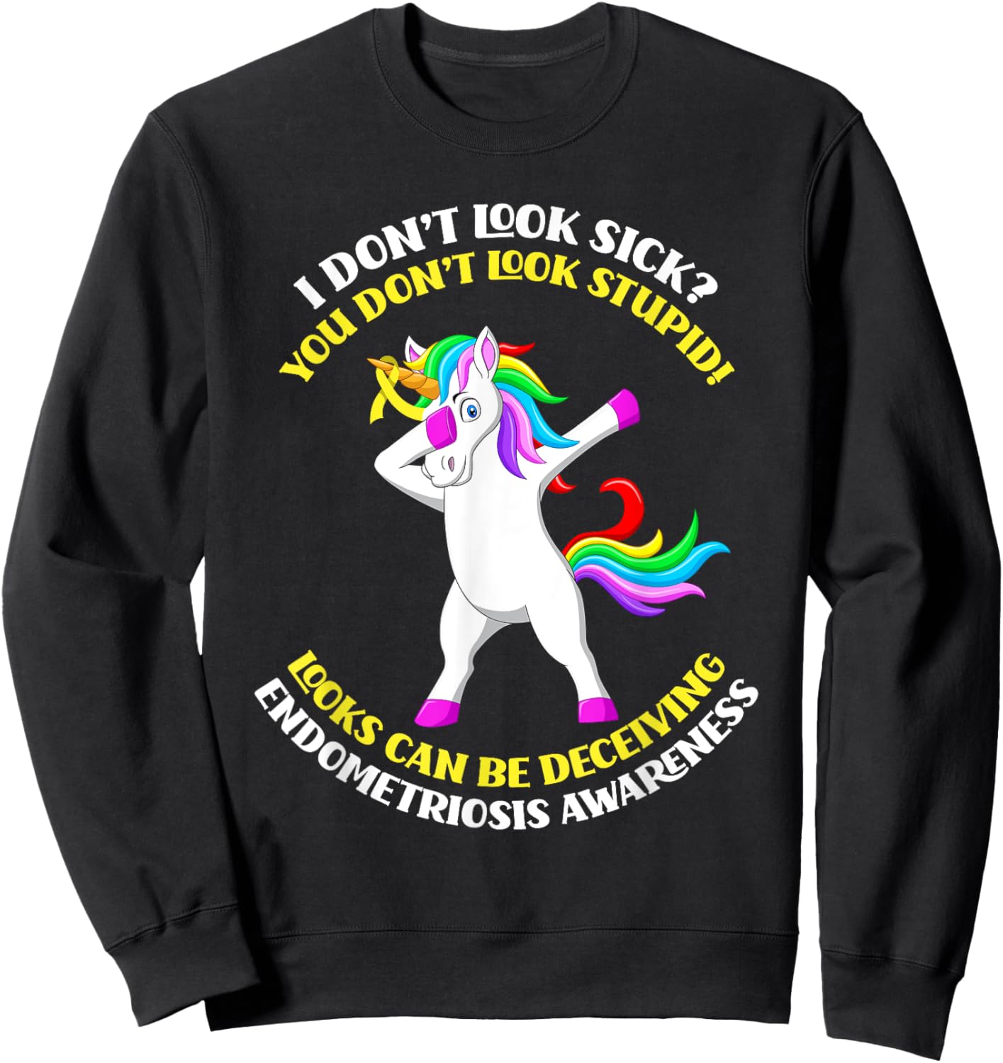 Endometriosis Awareness Unicorn Endometriosis Warrior Sweatshirt - Sweatshirt | Black