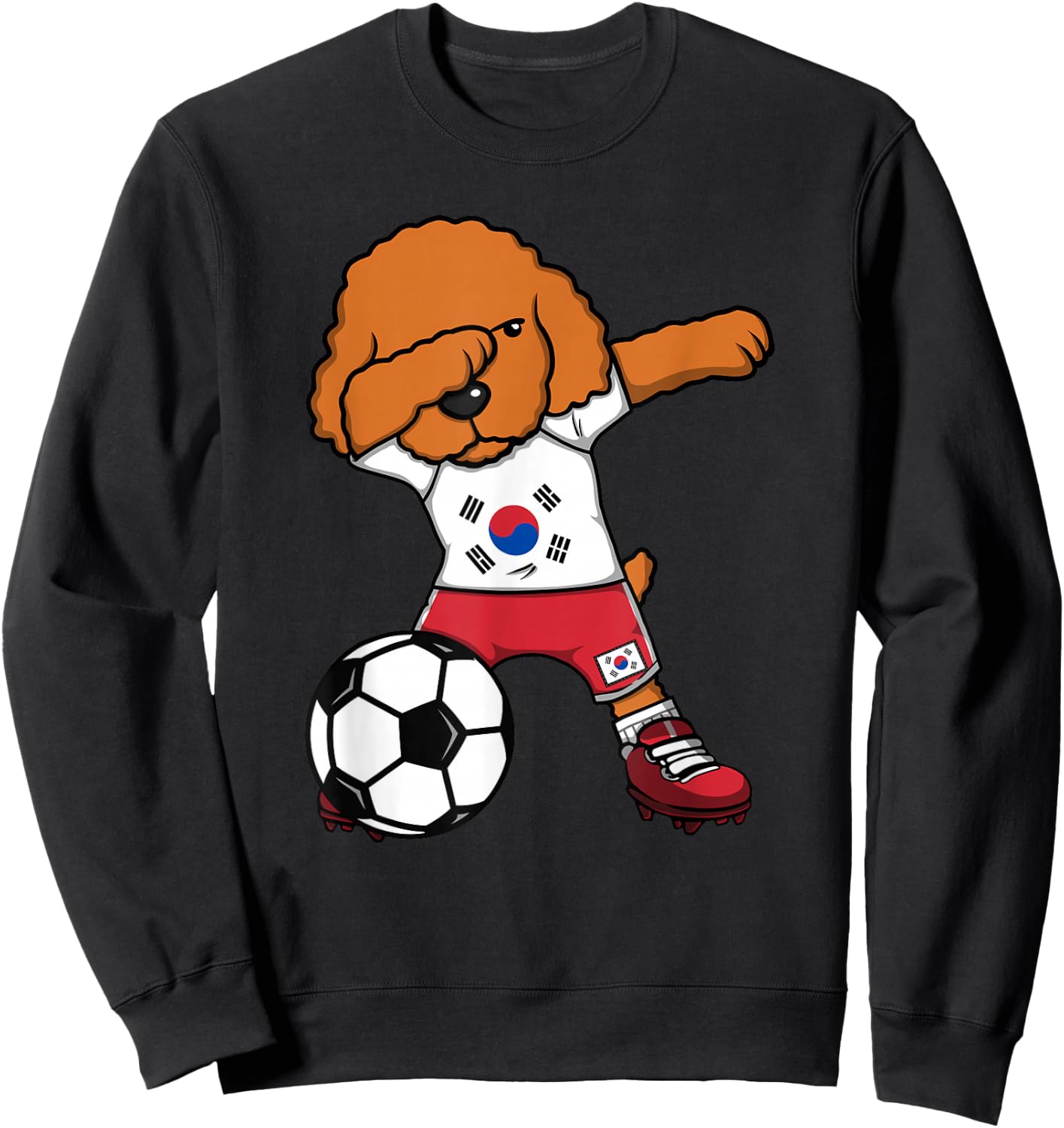 Dabbing Poodle Dog South Korea Soccer Fans Jersey Football Men Women Kids Sweatshirt - Sweatshirt | Black