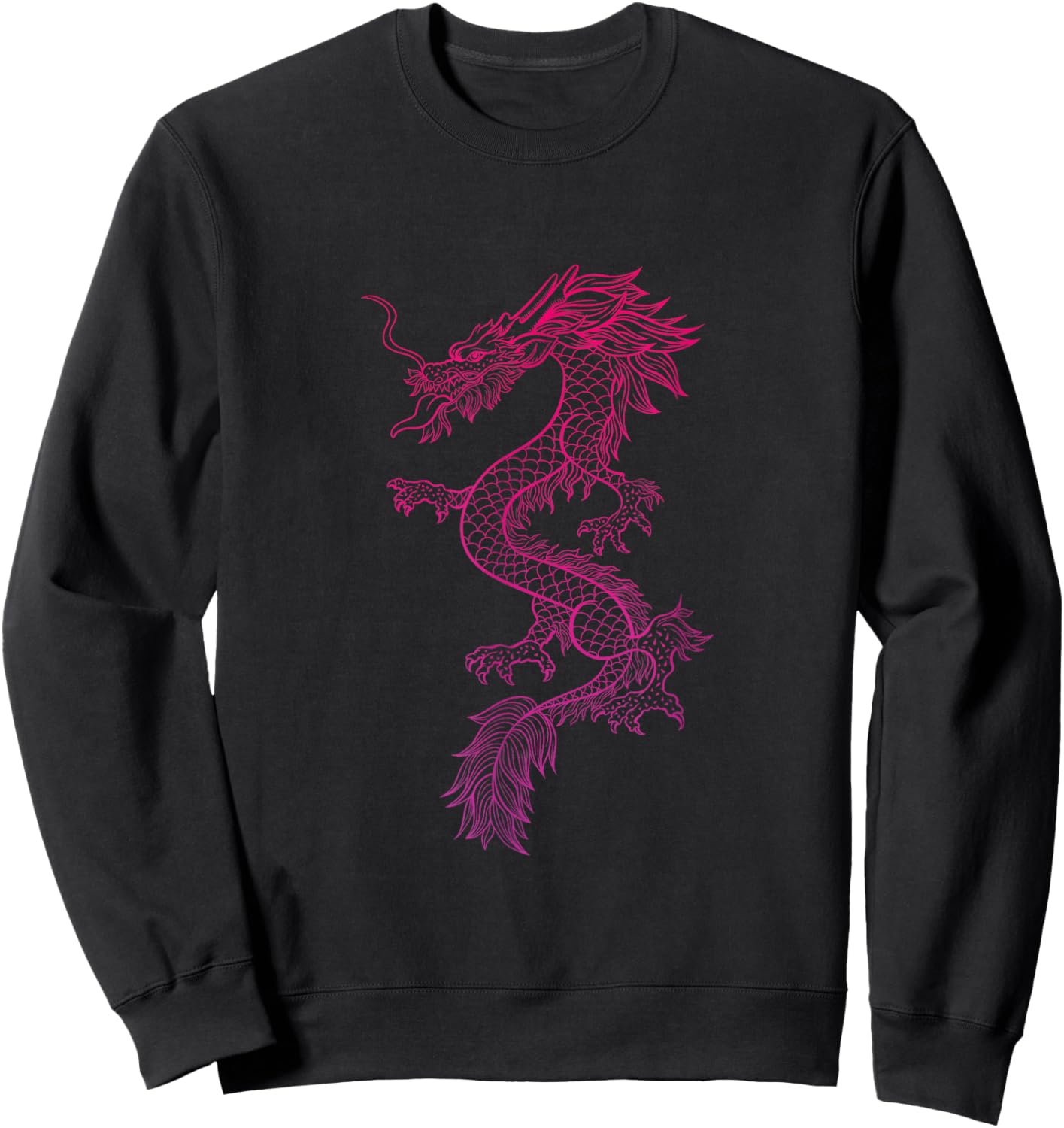 Red Japanese Dragon y2k Aesthetic Grunge 90s Chinese Dragon Sweatshirt - Sweatshirt | Black