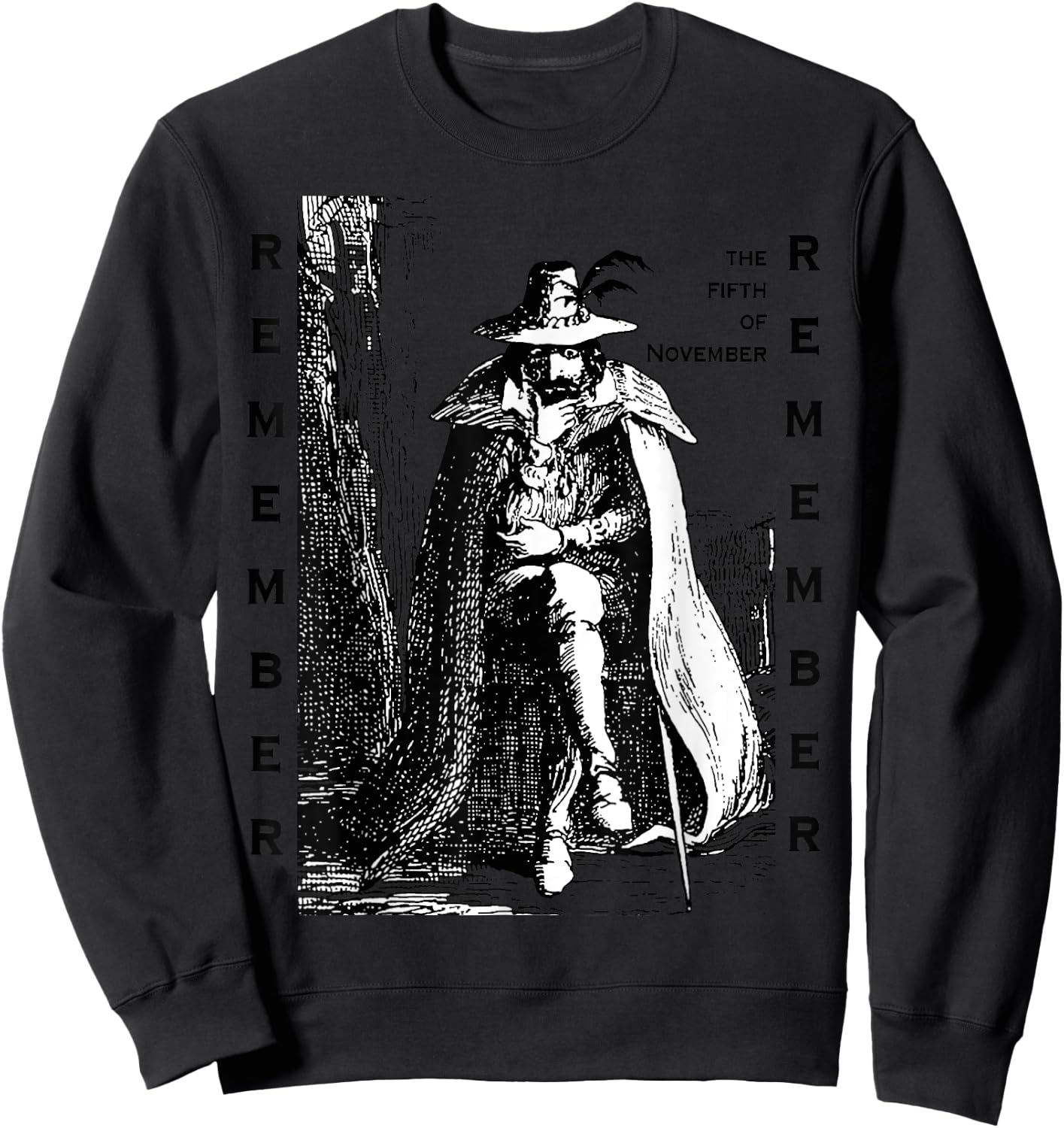 Remember Remember Guy Fawkes Day Vintage Illustration Sweatshirt - Sweatshirt | Black